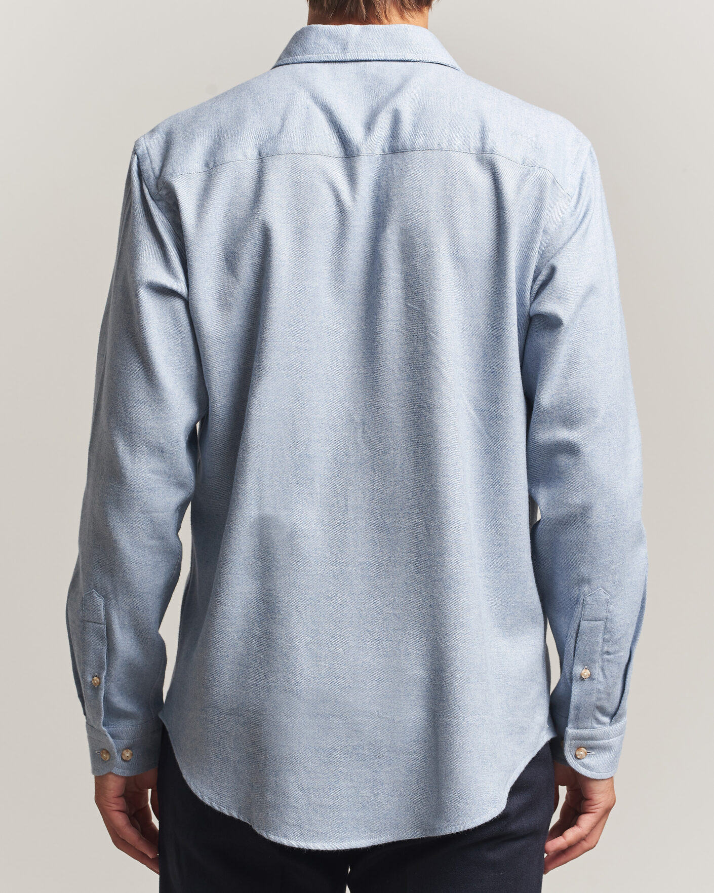 Hombres | Camisas | Eton | Casual Fit One Piece Collar Flannel Shirt Light Blue