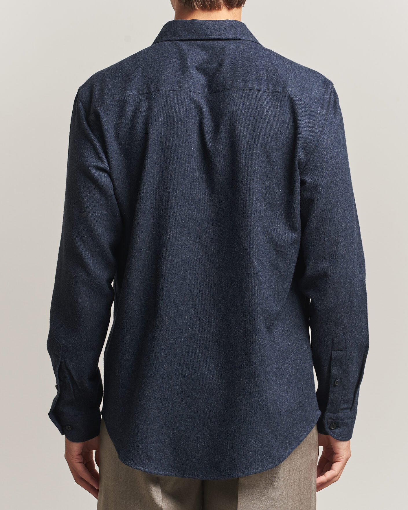 Hombres | Camisas | Eton | Casual Fit One Piece Collar Flannel Shirt Navy Blue