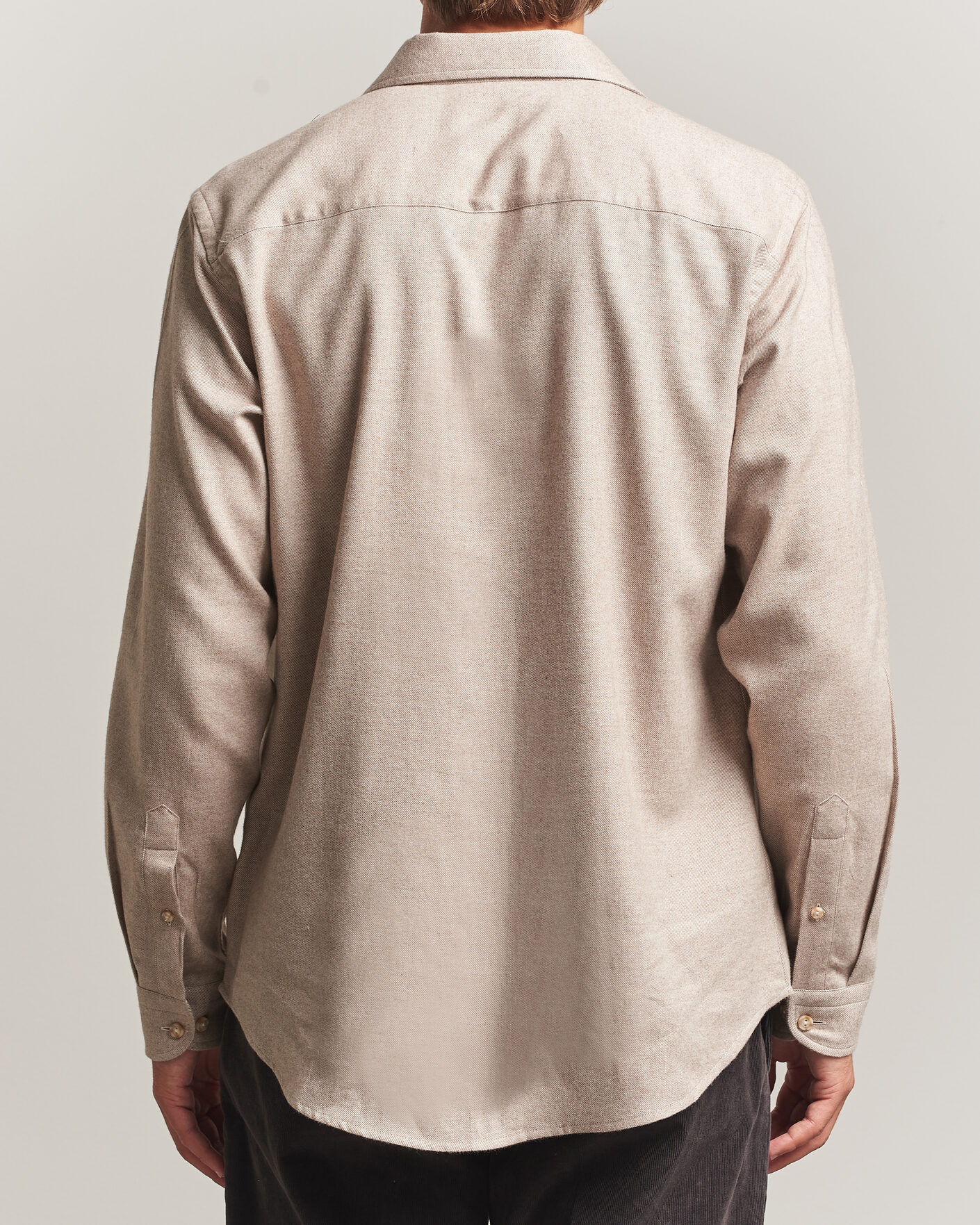 Hombres | Camisas | Eton | Casual Fit One Piece Collar Flannel Shirt Beige
