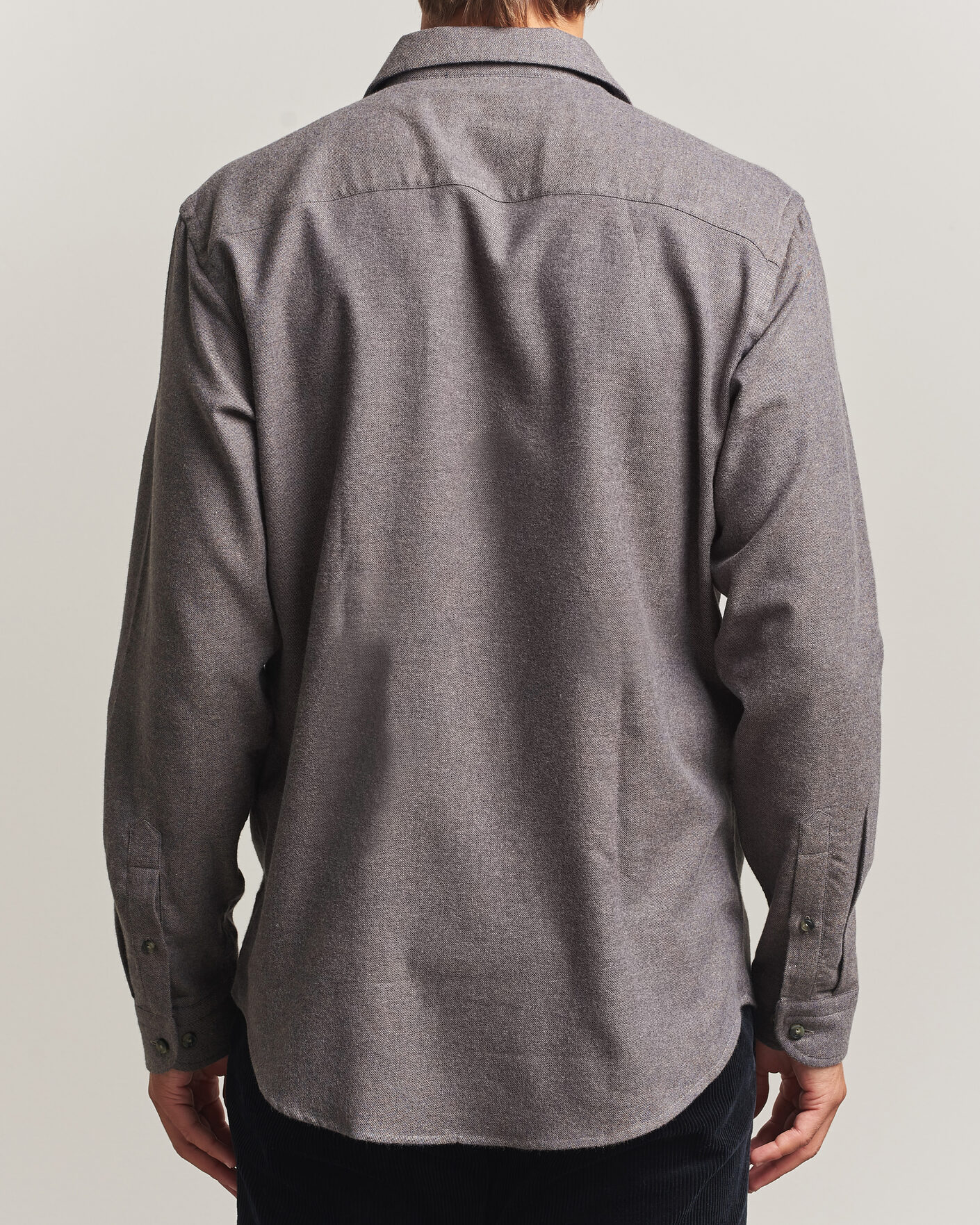 Hombres | Camisas | Eton | Casual Fit One Piece Collar Flannel Shirt Dark Brown