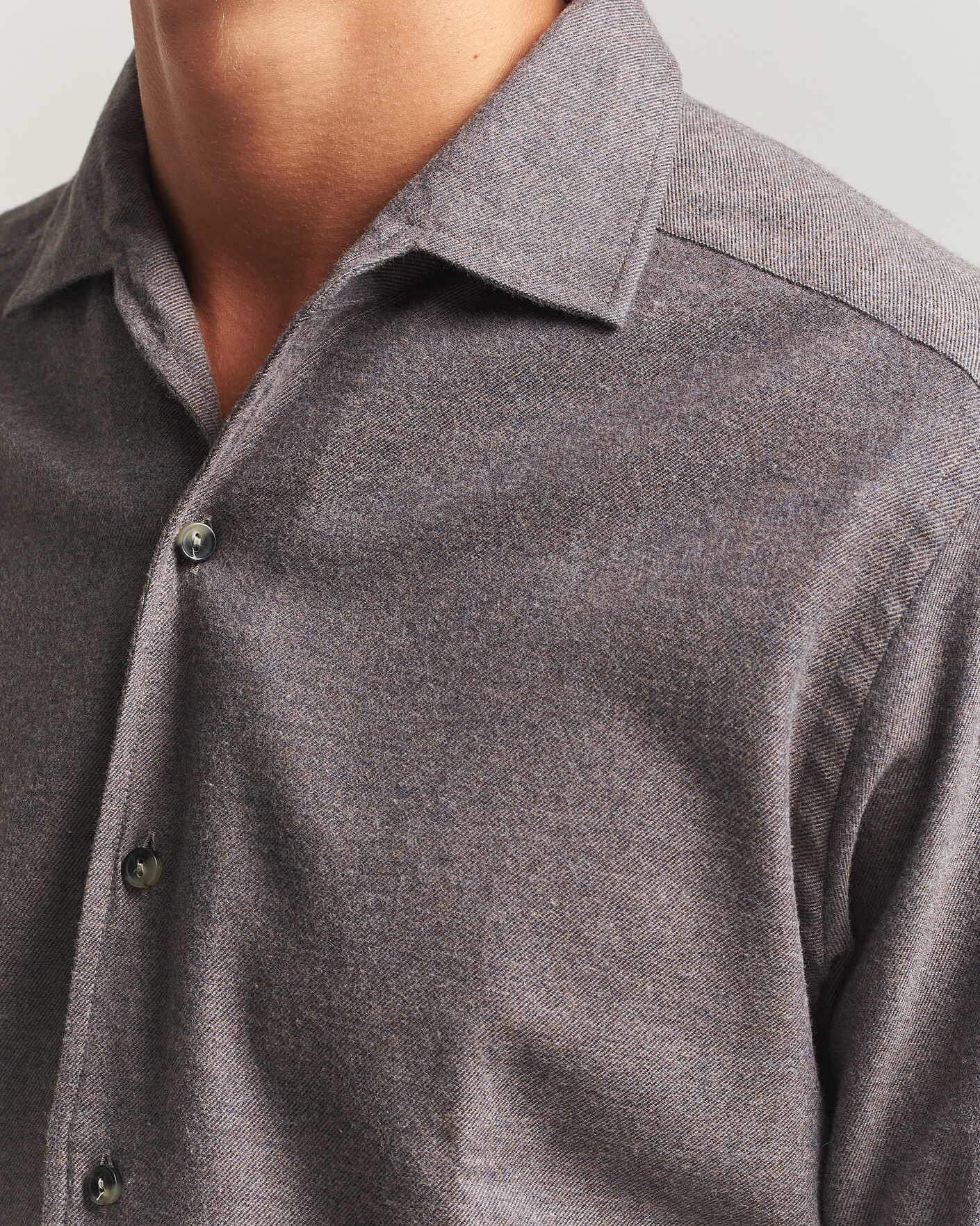 Hombres | Camisas | Eton | Casual Fit One Piece Collar Flannel Shirt Dark Brown
