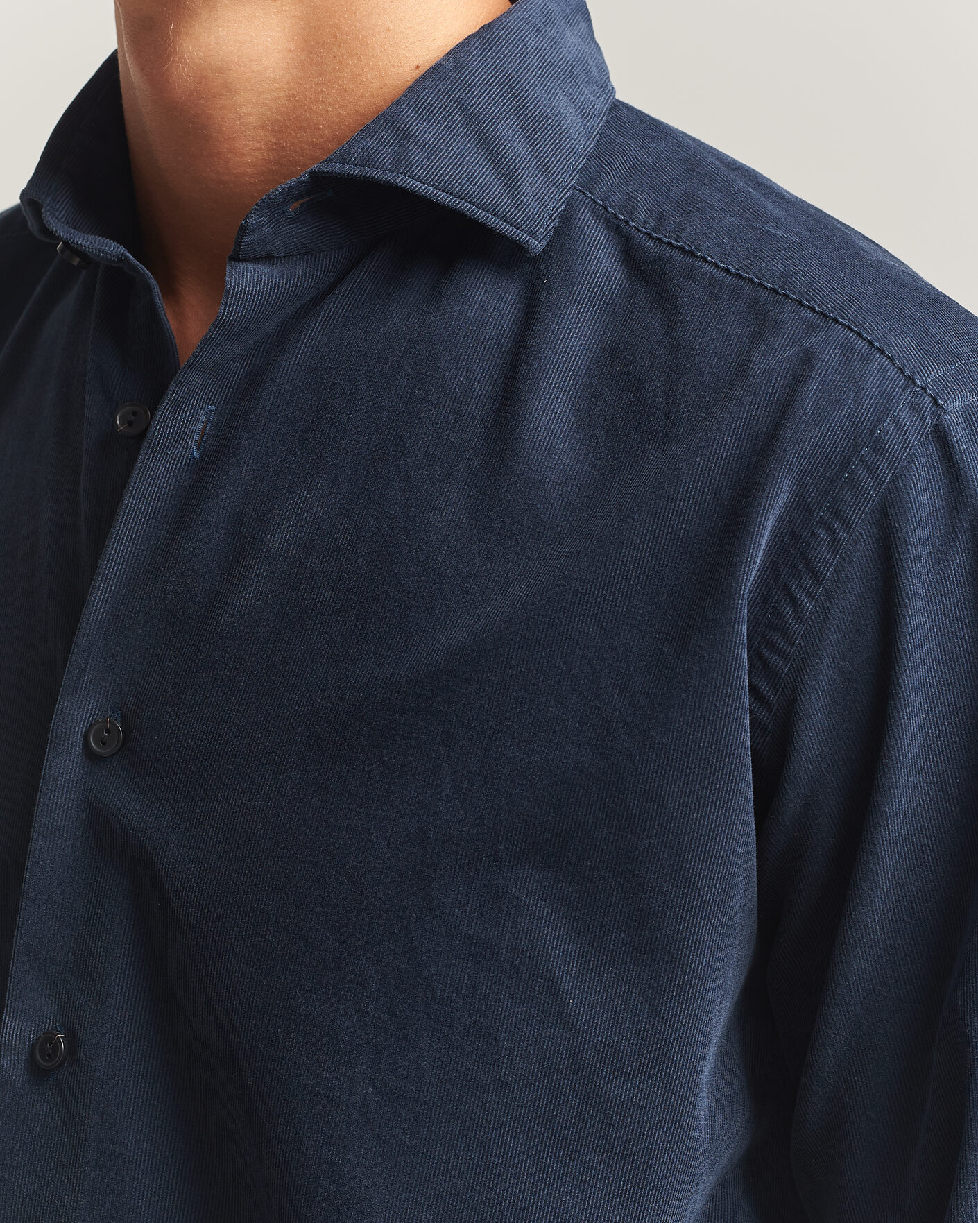 Hombres | Camisas | Eton | Casual Fit Corduroy Shirt Navy Blue