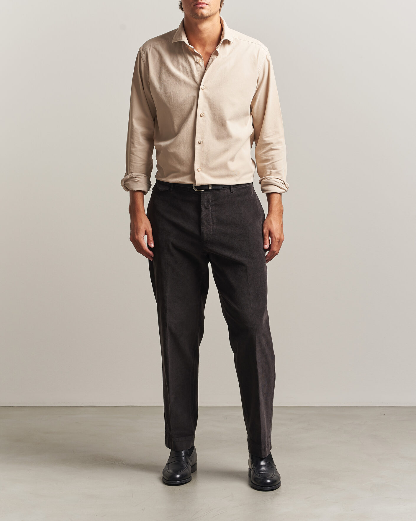 Hombres | Camisas | Eton | Casual Fit Corduroy Shirt Beige