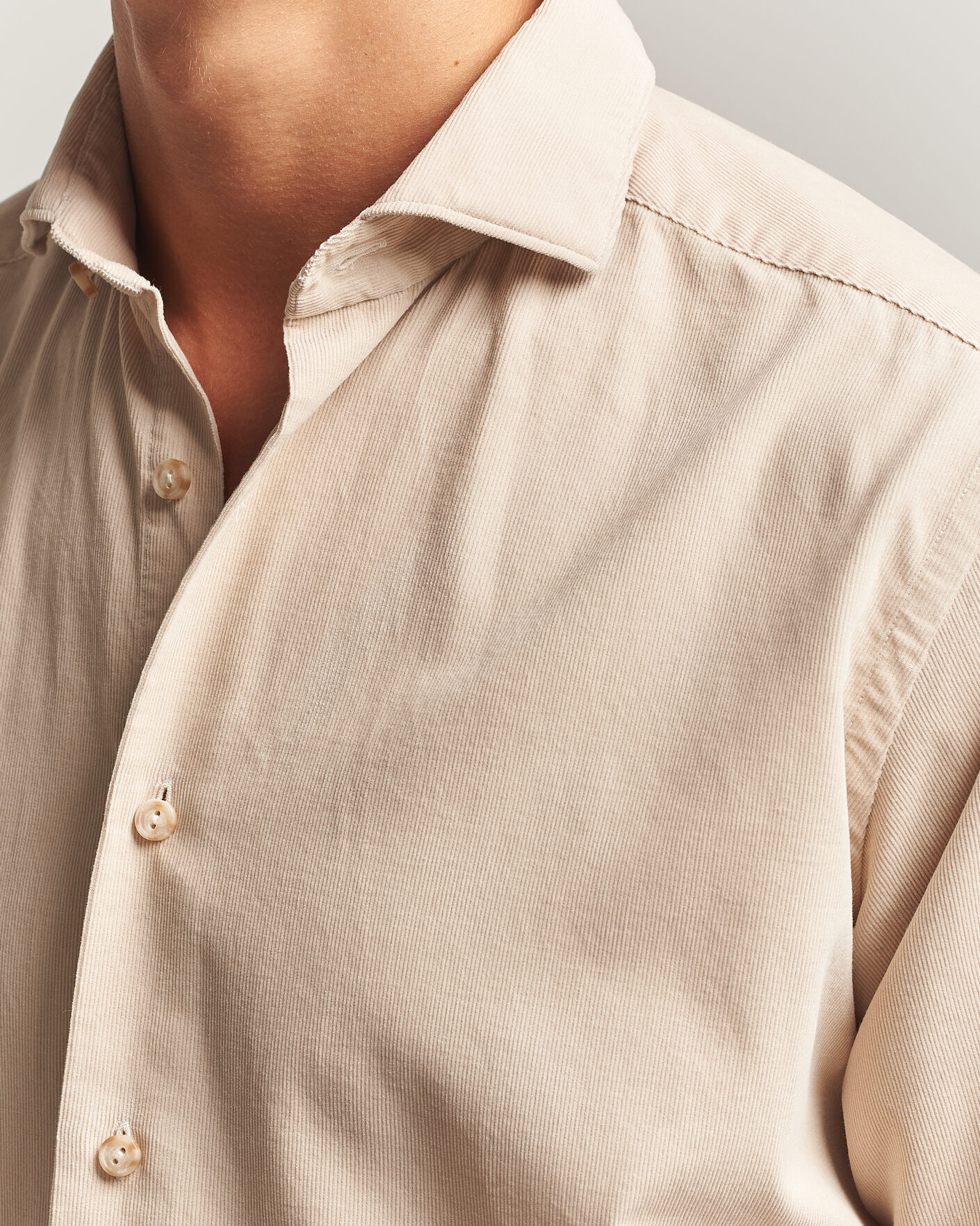 Hombres | Camisas | Eton | Casual Fit Corduroy Shirt Beige