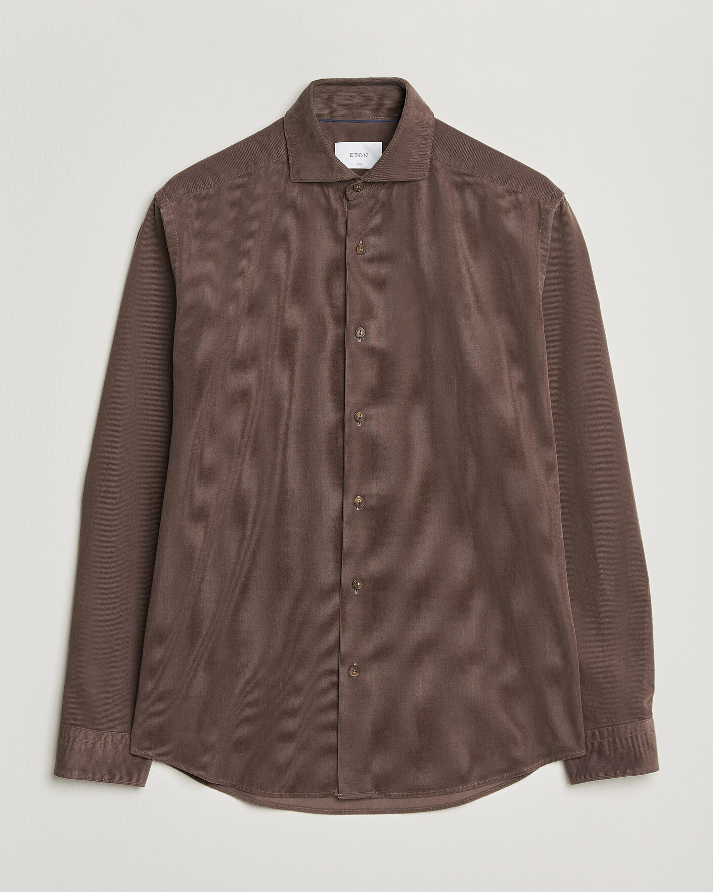 Hombres | Camisas | Eton | Casual Fit Corduroy Shirt Dark Brown
