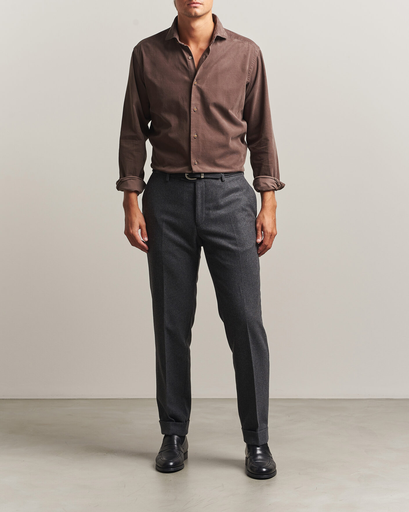 Hombres | Camisas | Eton | Casual Fit Corduroy Shirt Dark Brown