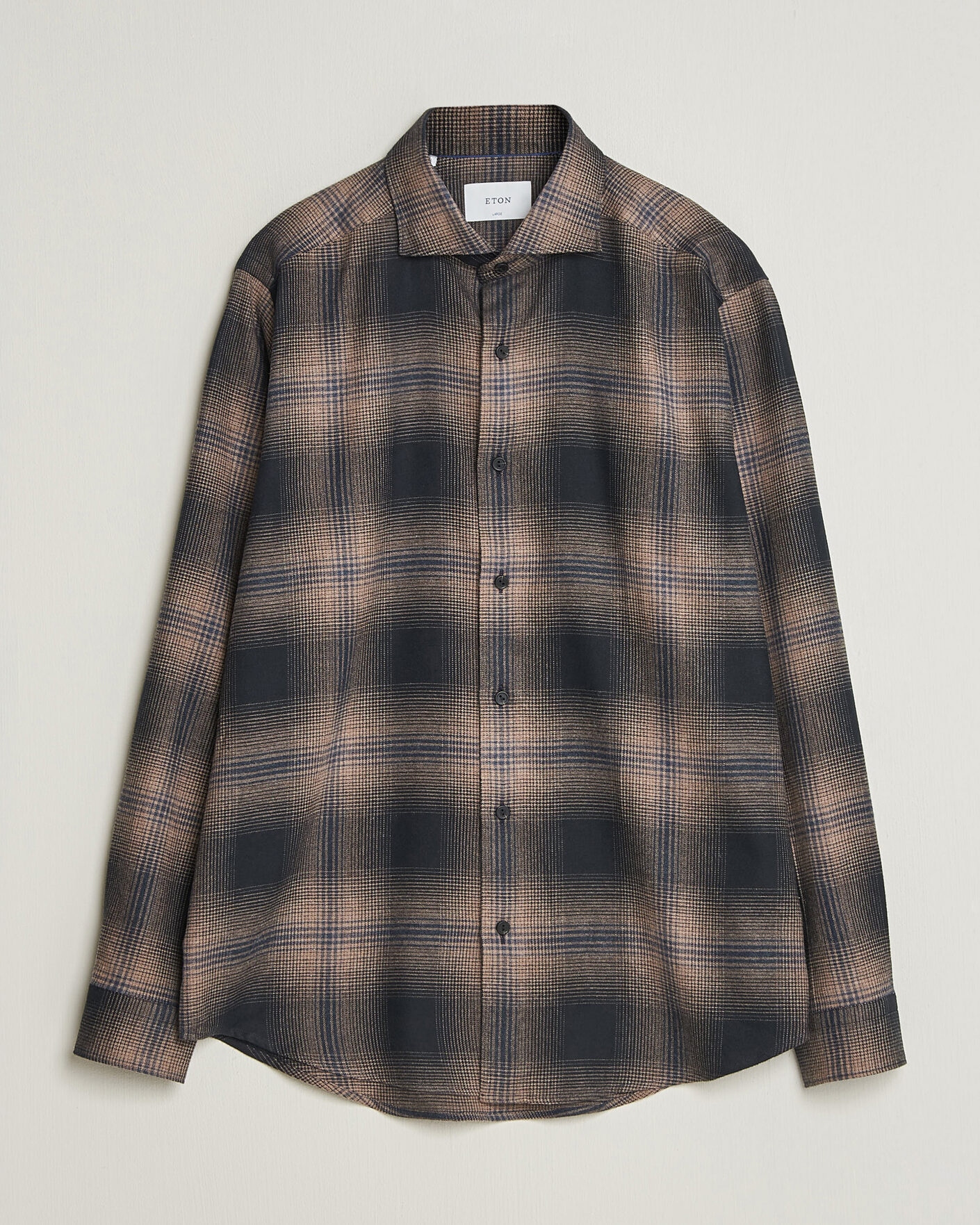 Hombres | Camisas | Eton | Casual Fit Checked Flannel Shirt Navy Blue