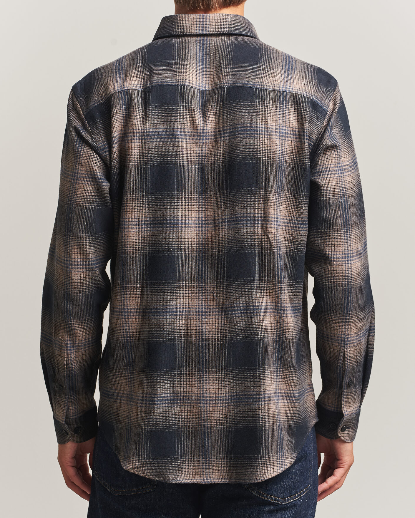 Hombres | Camisas | Eton | Casual Fit Checked Flannel Shirt Navy Blue