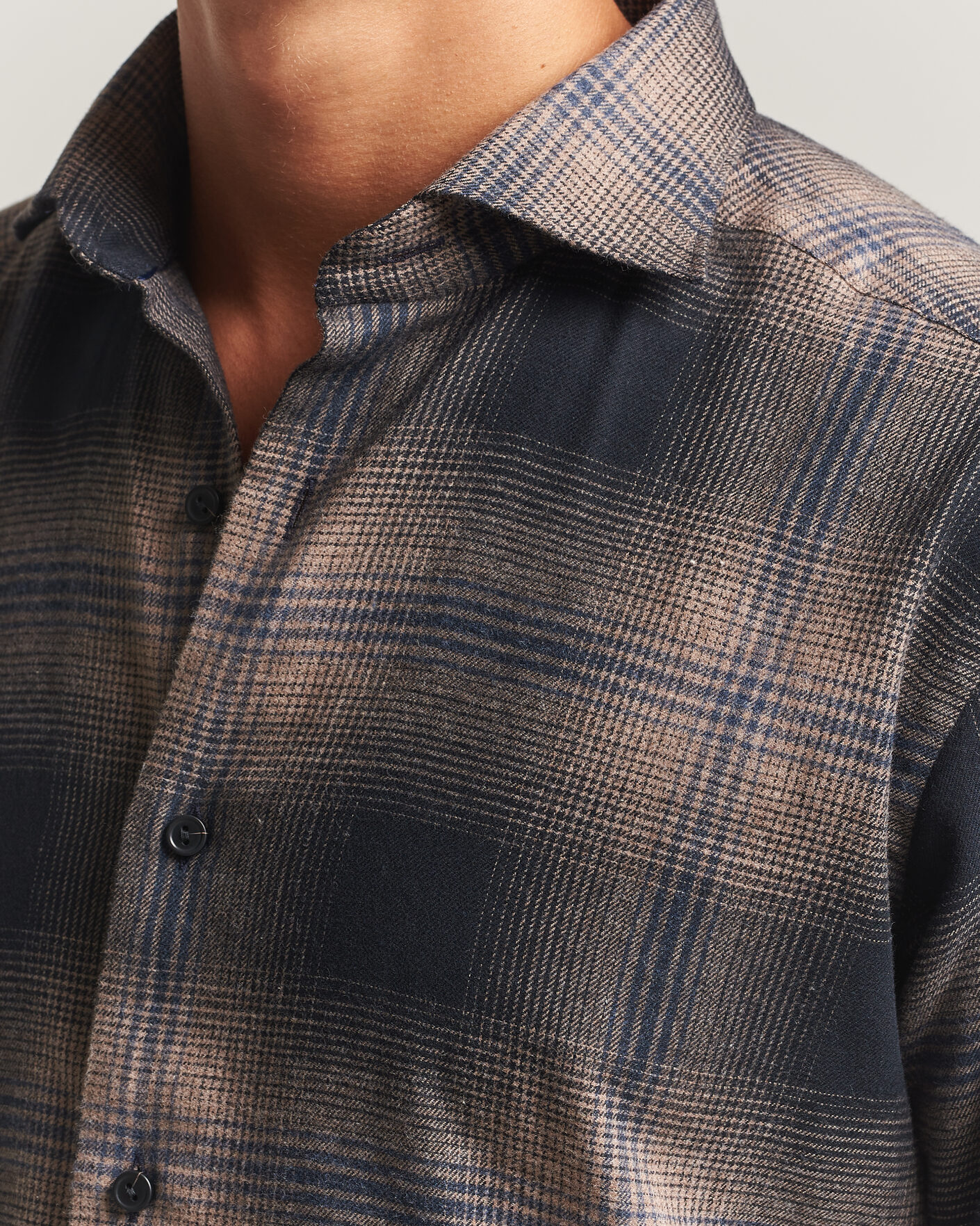 Hombres | Camisas | Eton | Casual Fit Checked Flannel Shirt Navy Blue