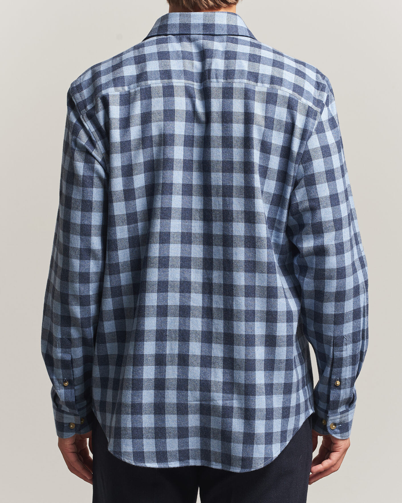 Hombres | Camisas | Eton | Casual Fit Checked Flannel Shirt Mid Blue