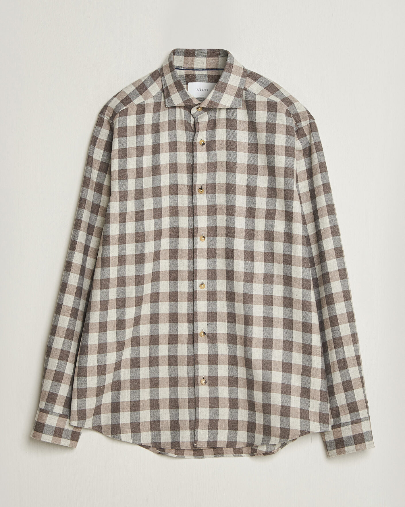 Hombres | Camisas | Eton | Casual Fit Checked Flannel Shirt Beige