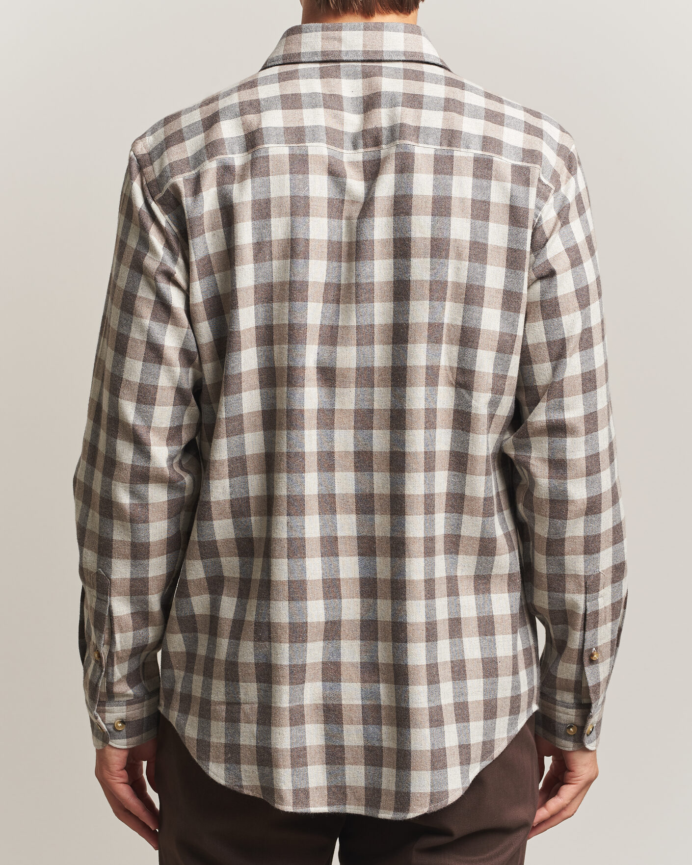 Hombres | Camisas | Eton | Casual Fit Checked Flannel Shirt Beige