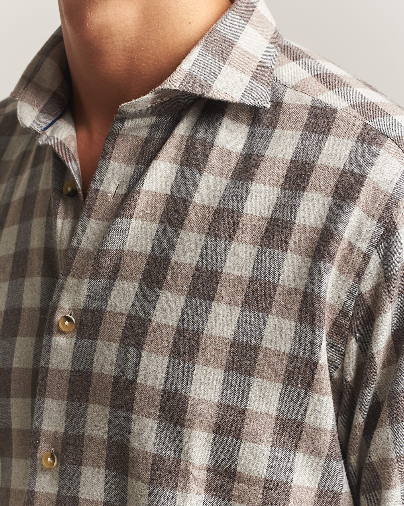 Hombres | Camisas | Eton | Casual Fit Checked Flannel Shirt Beige