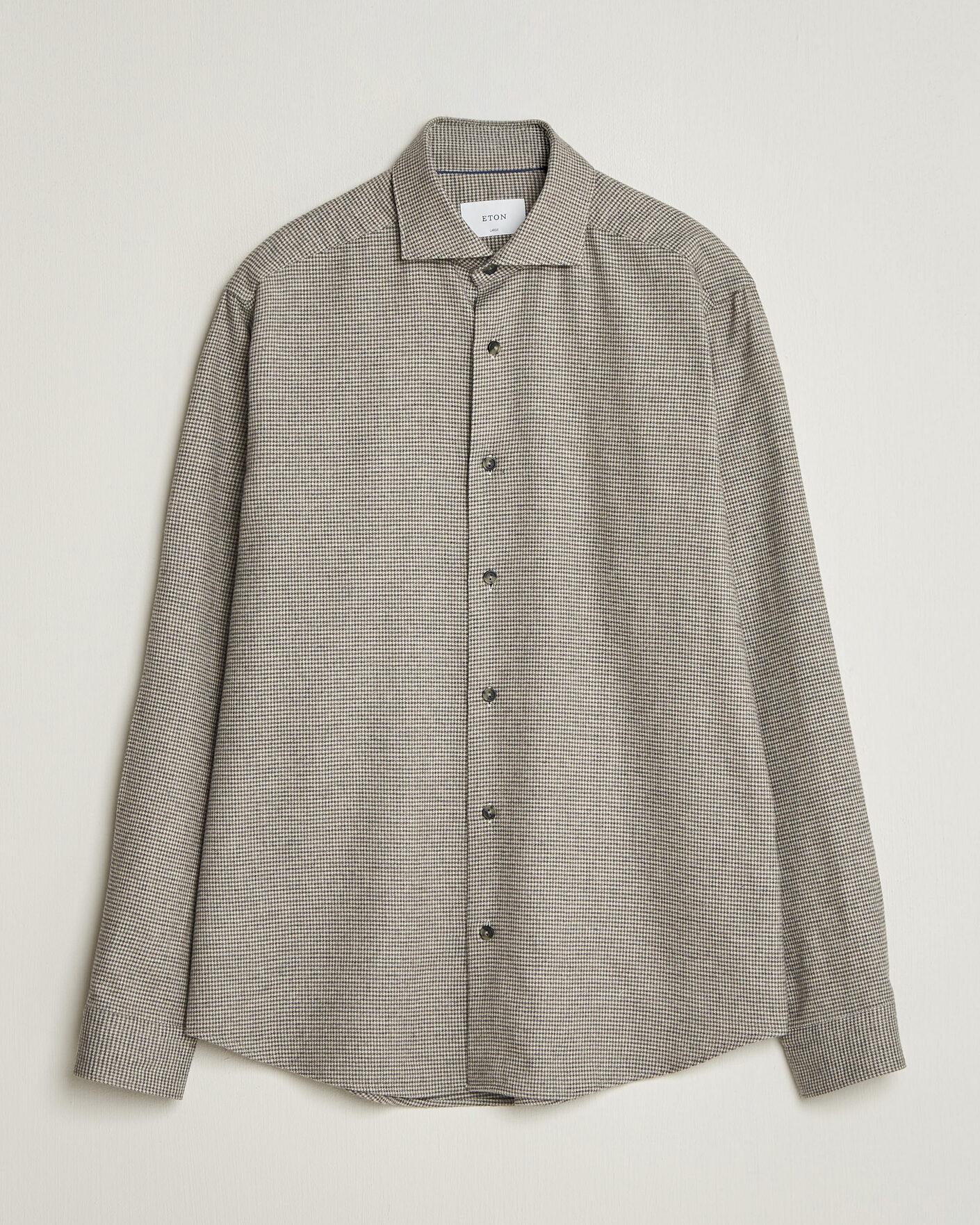 Hombres | Camisas | Eton | Casual Fit Houndstooth Flannel Shirt Mid Grey