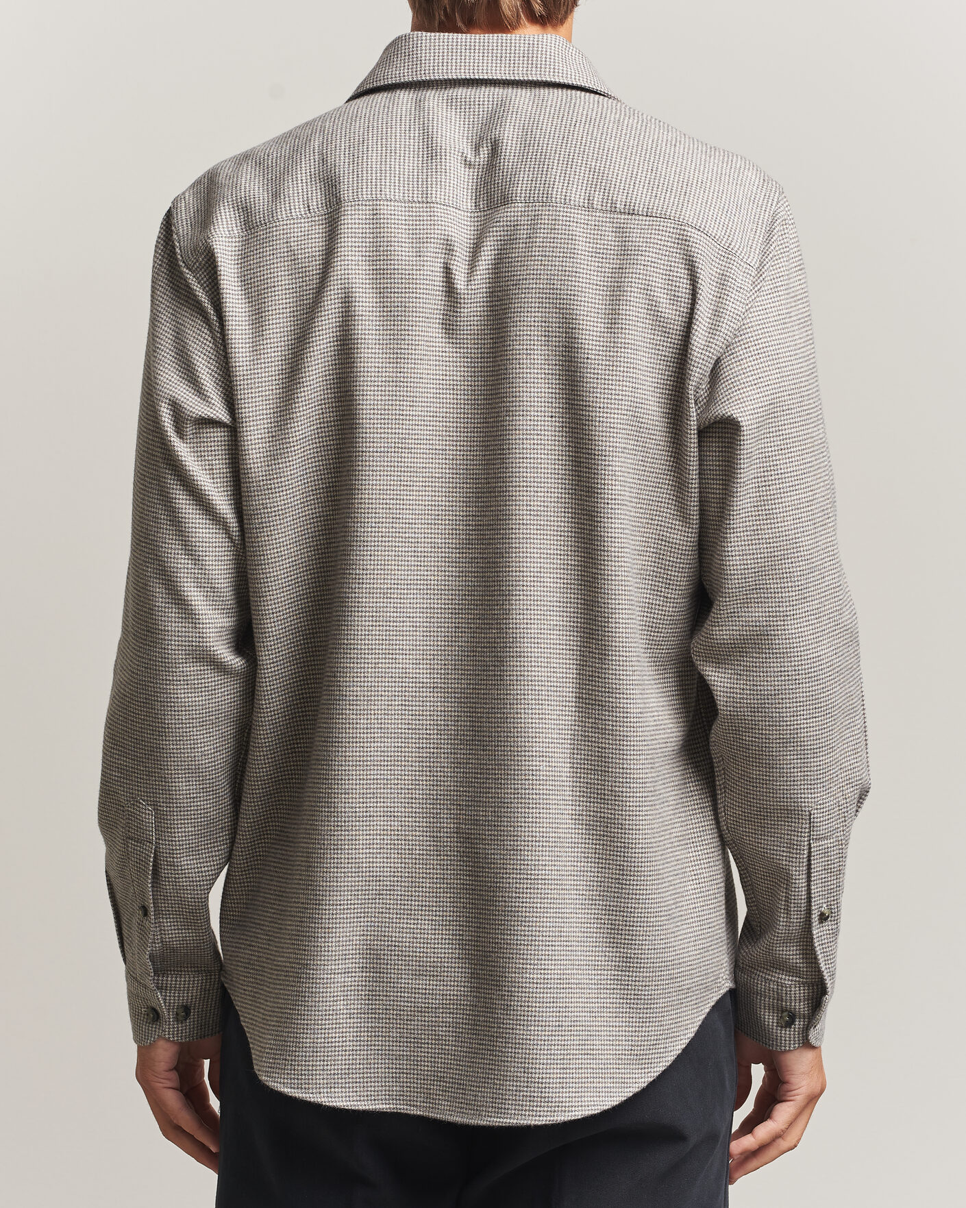 Hombres | Camisas | Eton | Casual Fit Houndstooth Flannel Shirt Mid Grey