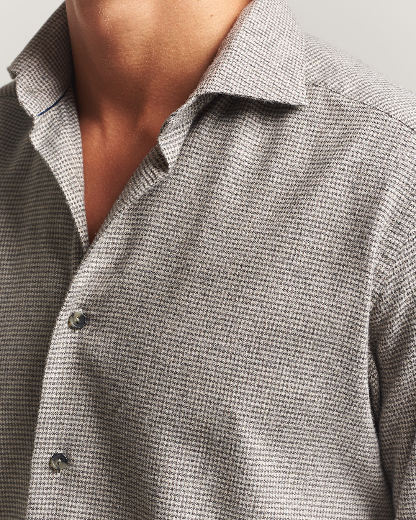Hombres | Camisas | Eton | Casual Fit Houndstooth Flannel Shirt Mid Grey