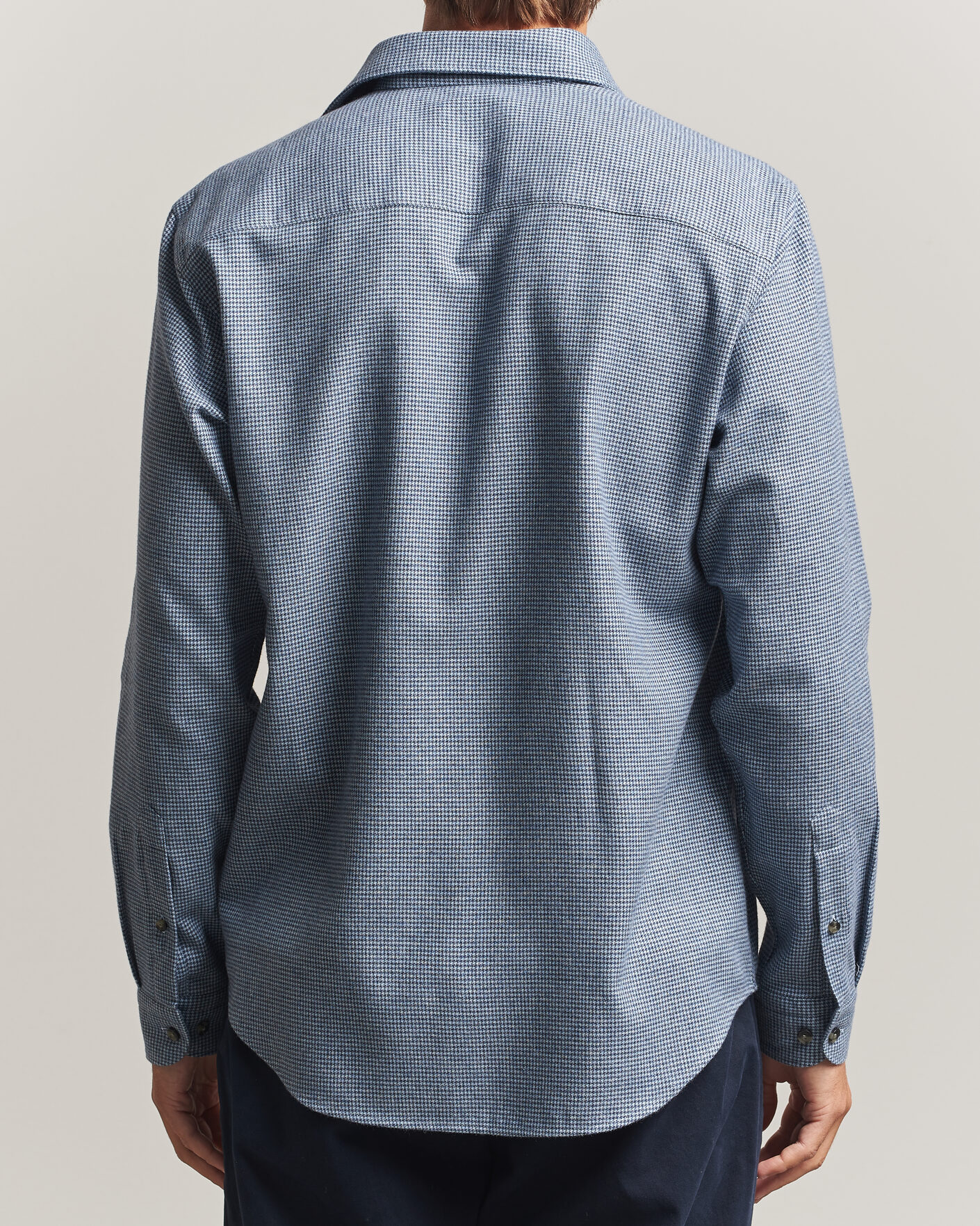 Hombres | Camisas | Eton | Casual Fit Houndstooth Flannel Shirt Mid Blue