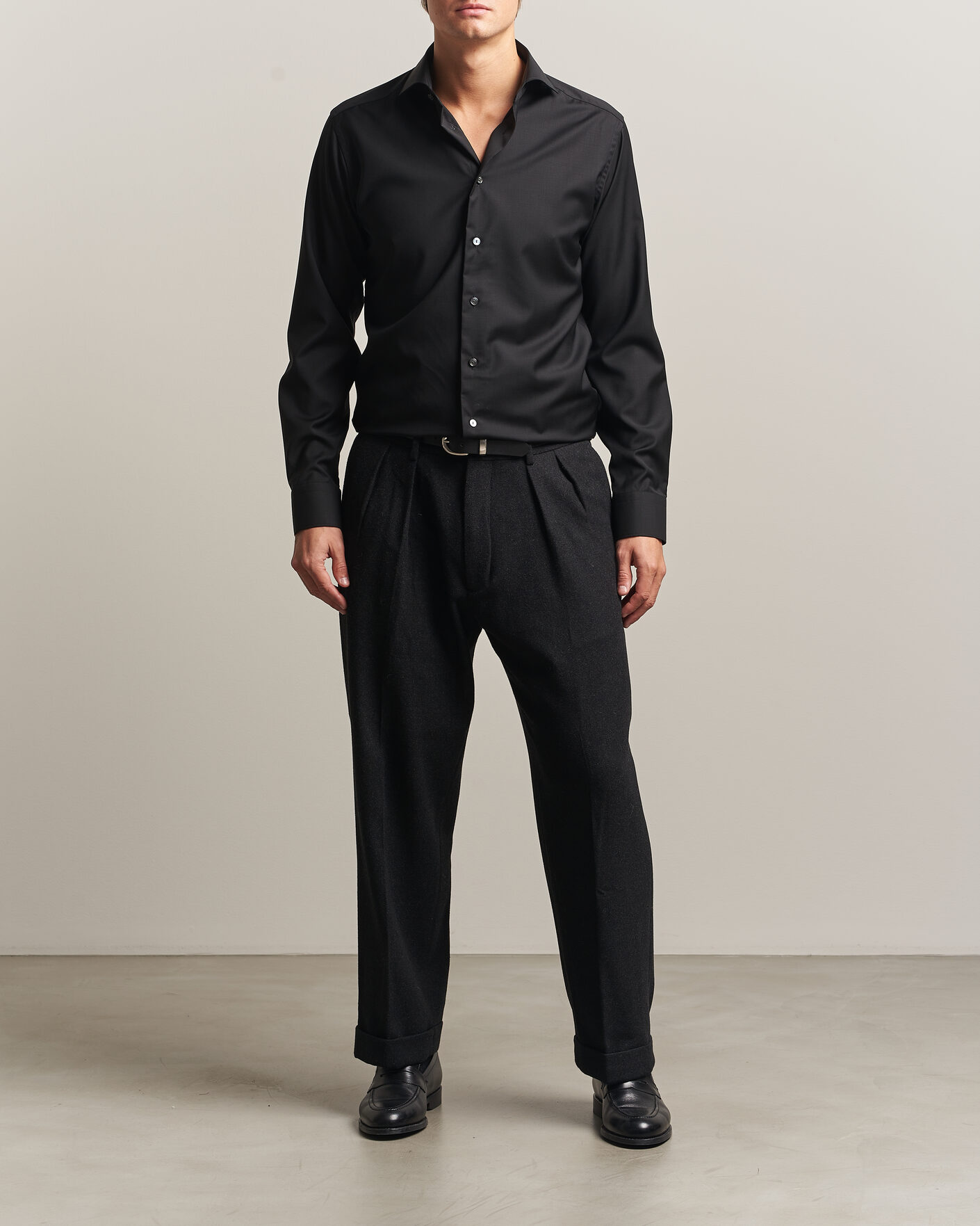 Hombres | Camisas | Eton | Slim Fit Merino Shirt Black