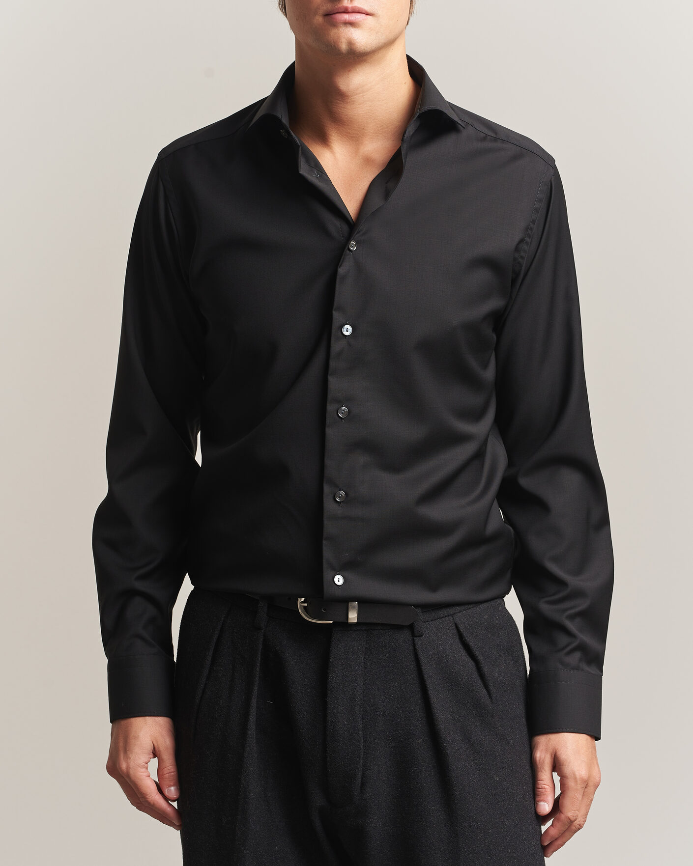 Hombres | Camisas | Eton | Slim Fit Merino Shirt Black