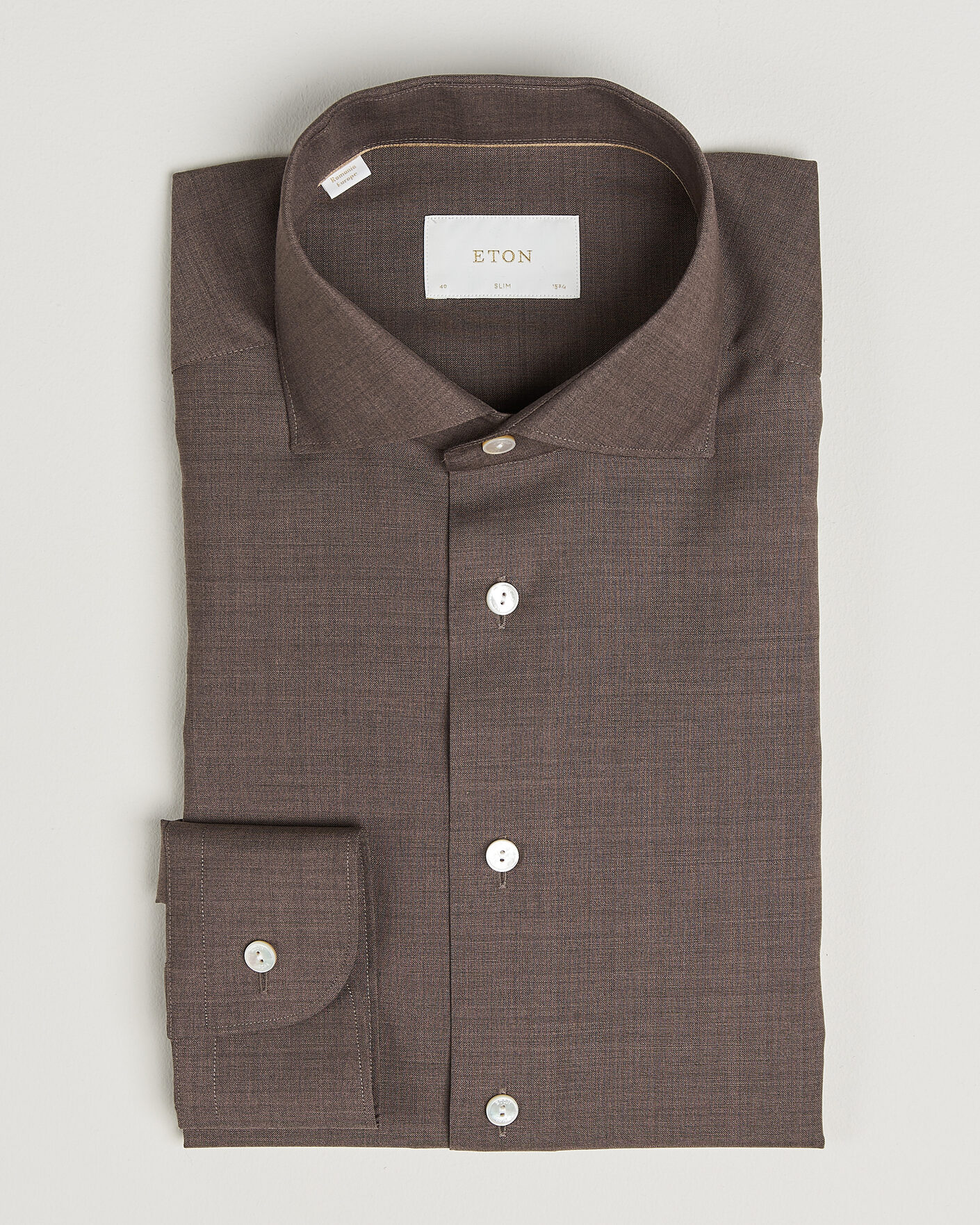 Hombres | Camisas | Eton | Slim Fit Merino Shirt Brown