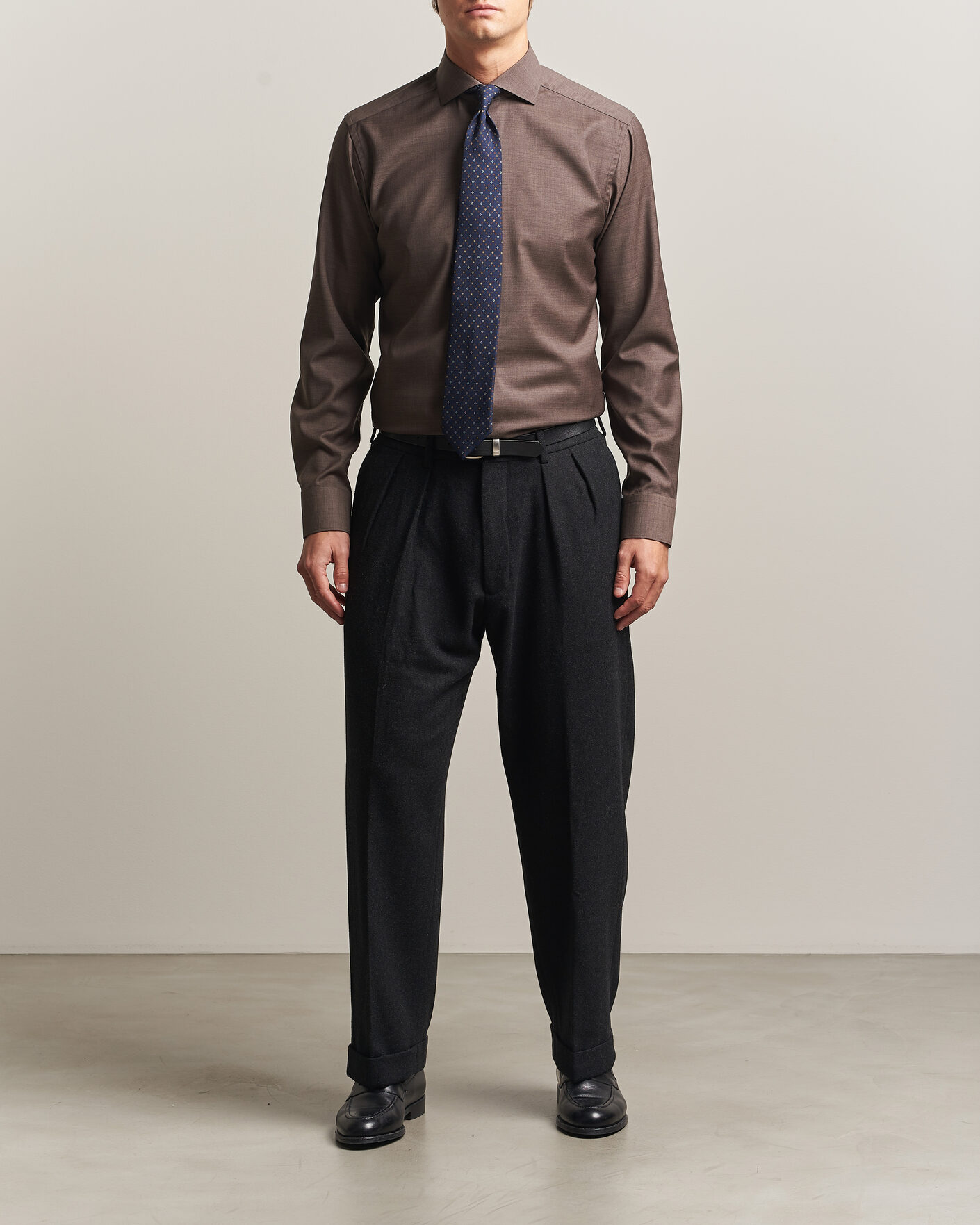 Hombres | Camisas | Eton | Slim Fit Merino Shirt Brown
