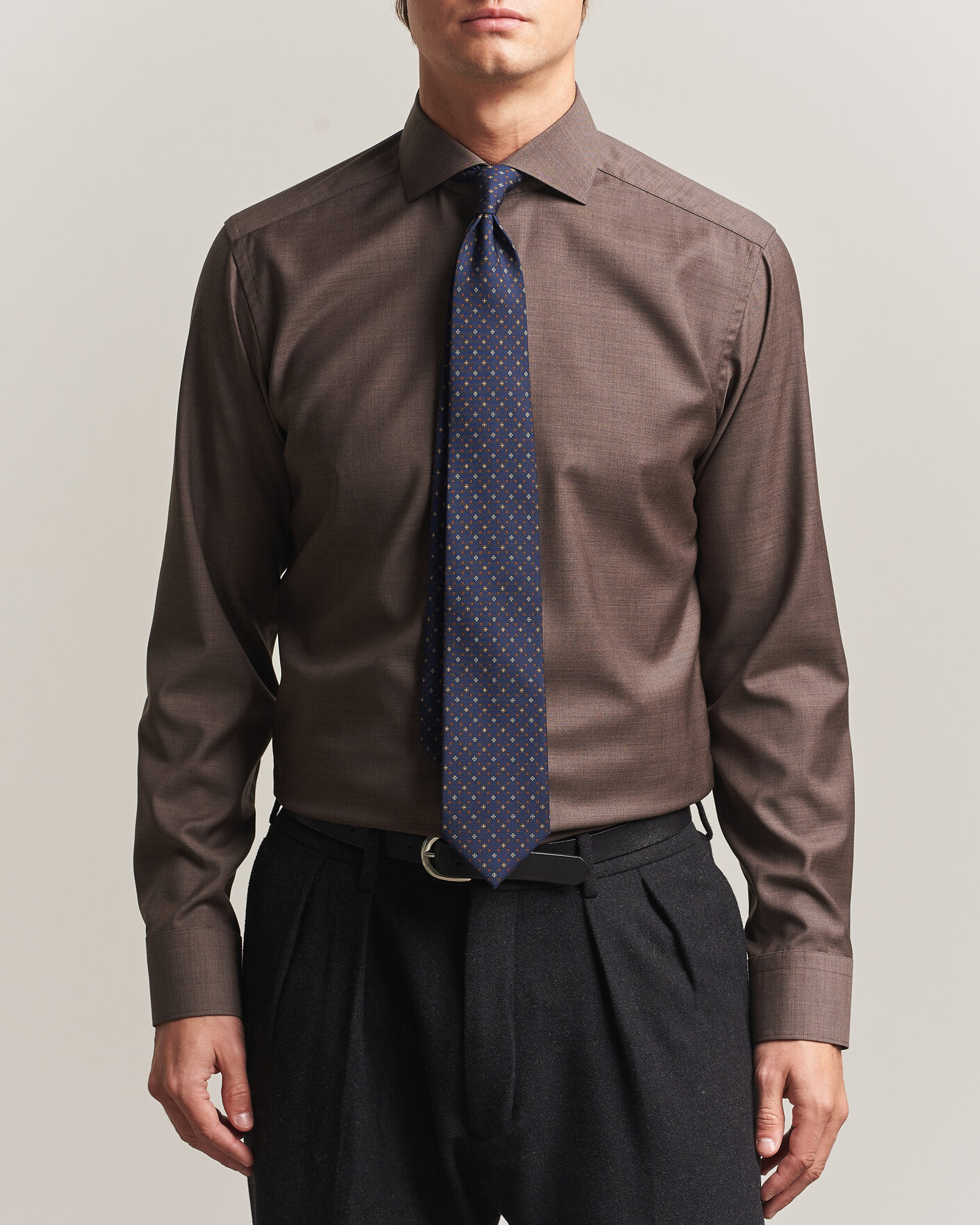 Hombres | Camisas | Eton | Slim Fit Merino Shirt Brown