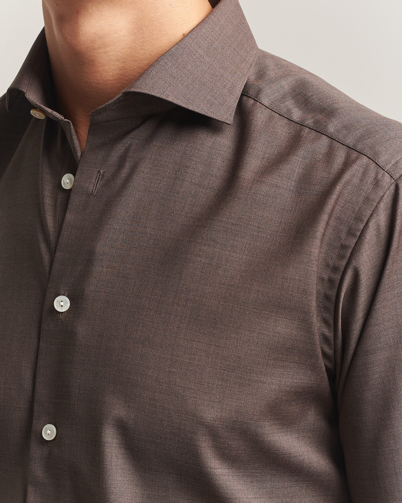 Hombres | Camisas | Eton | Slim Fit Merino Shirt Brown