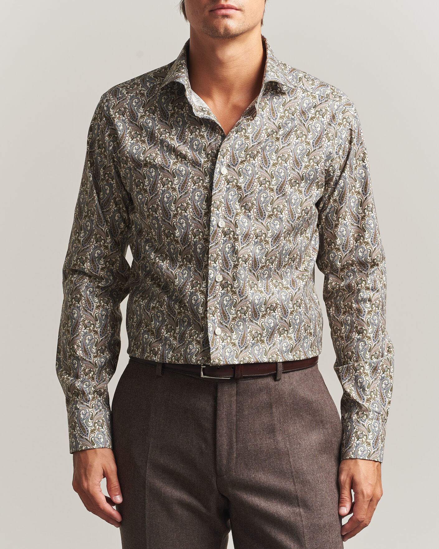 Hombres | Camisas | Eton | Slim Fit Signature Twill Printed Shirt Green Multi
