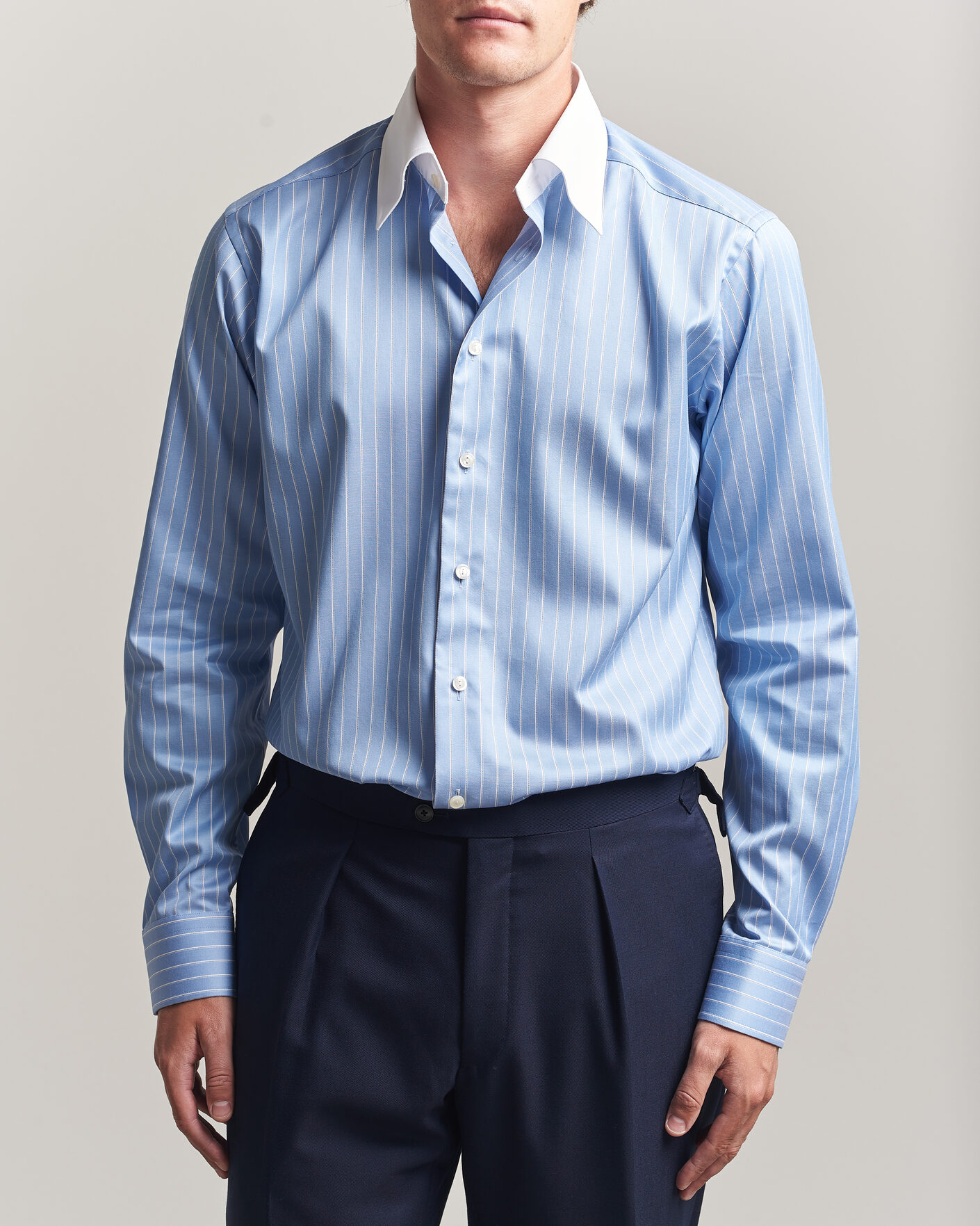 Hombres | Camisas | Eton | Slim Fit Signature Twill Striped Shirt Mid Blue
