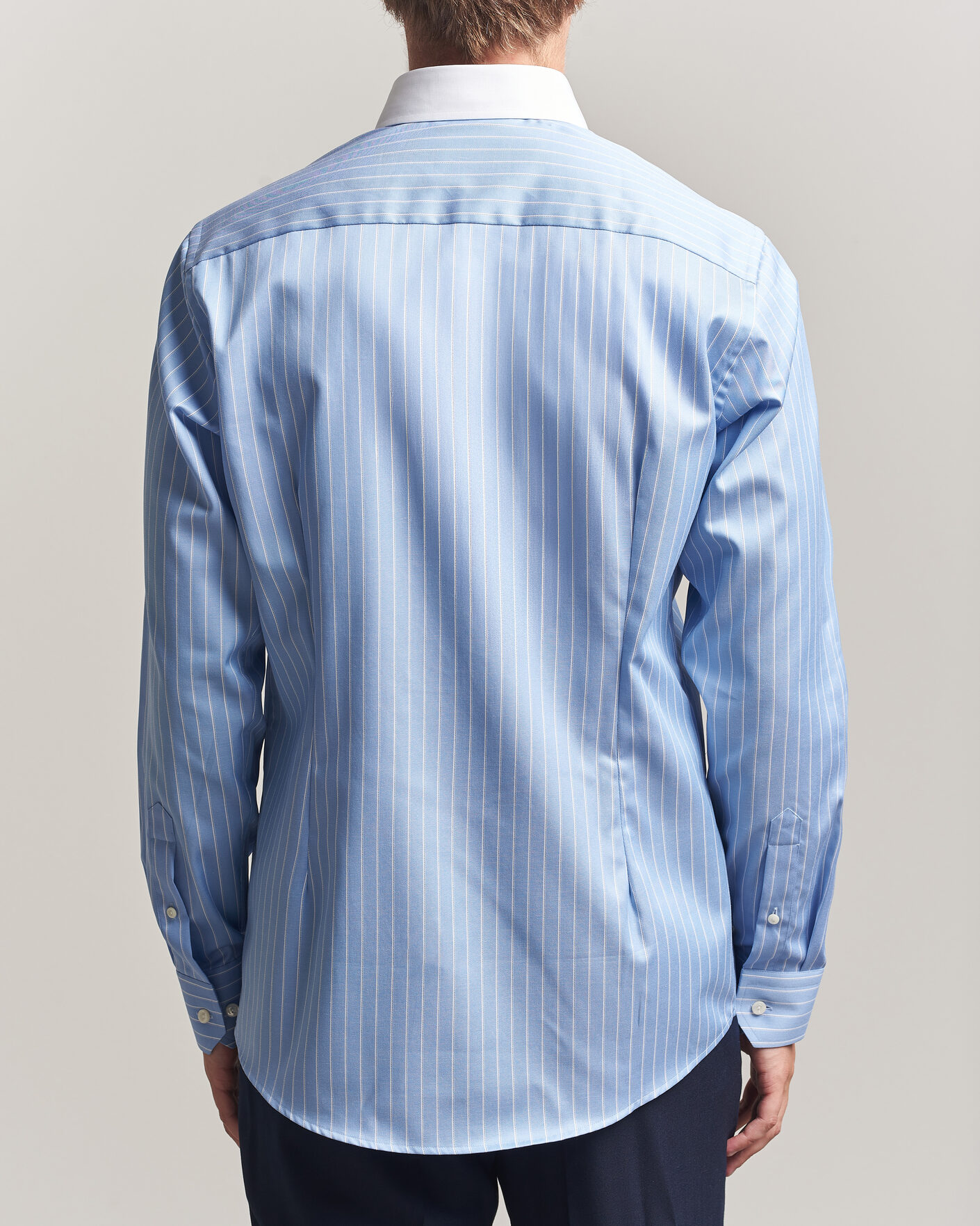 Hombres | Camisas | Eton | Slim Fit Signature Twill Striped Shirt Mid Blue