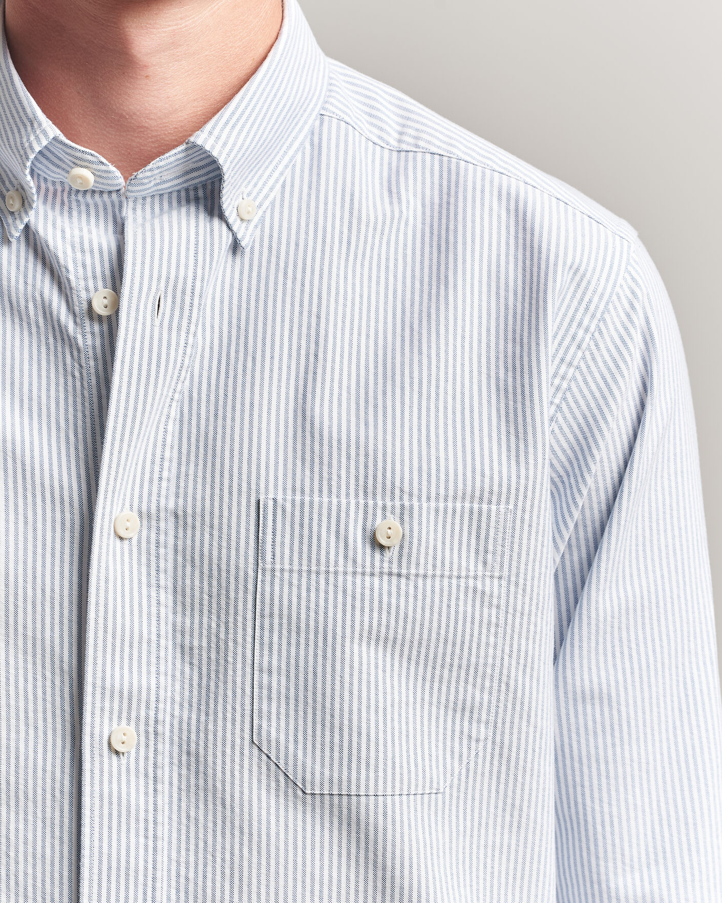 Hombres | Camisas | Eton | Regular Fit Ivy Oxford Striped Shirt Mid Blue