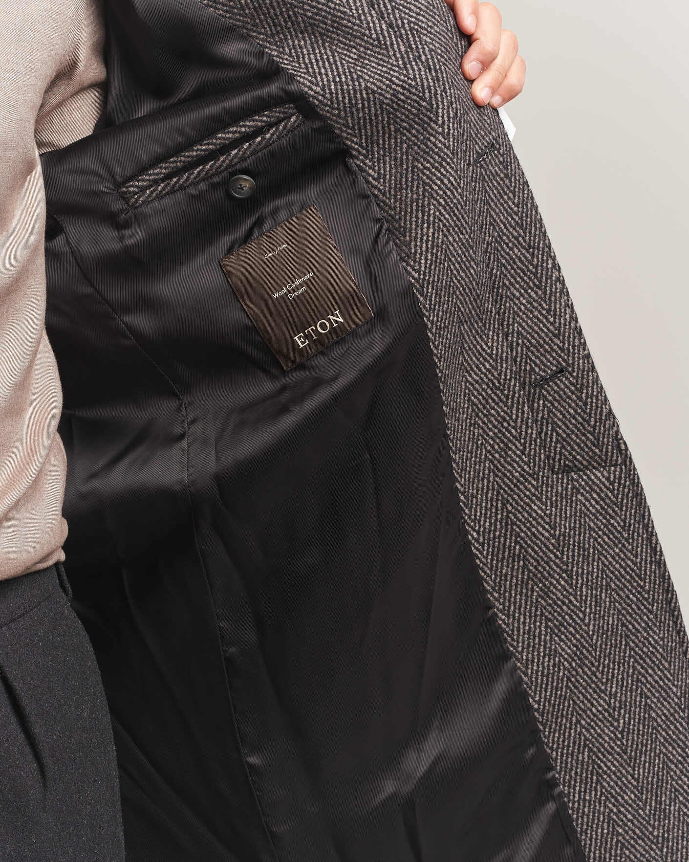 Hombres | Abrigos y chaquetas | Eton | Wool/Cashmere Herringbone Raglan Coat Dark Brown