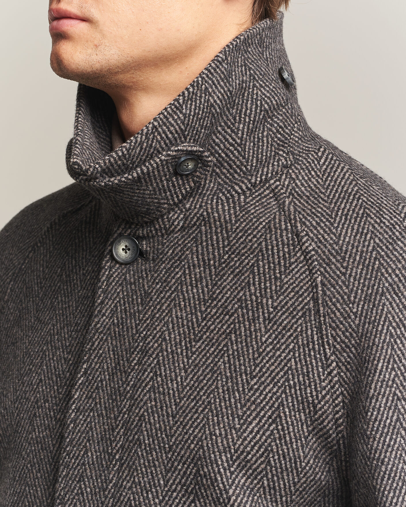 Hombres | Abrigos y chaquetas | Eton | Wool/Cashmere Herringbone Raglan Coat Dark Brown
