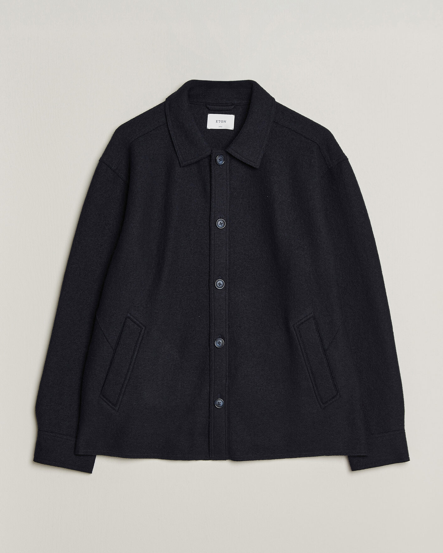 Hombres | Abrigos y chaquetas | Eton | Boiled Wool Shirt Jacket Navy Blue