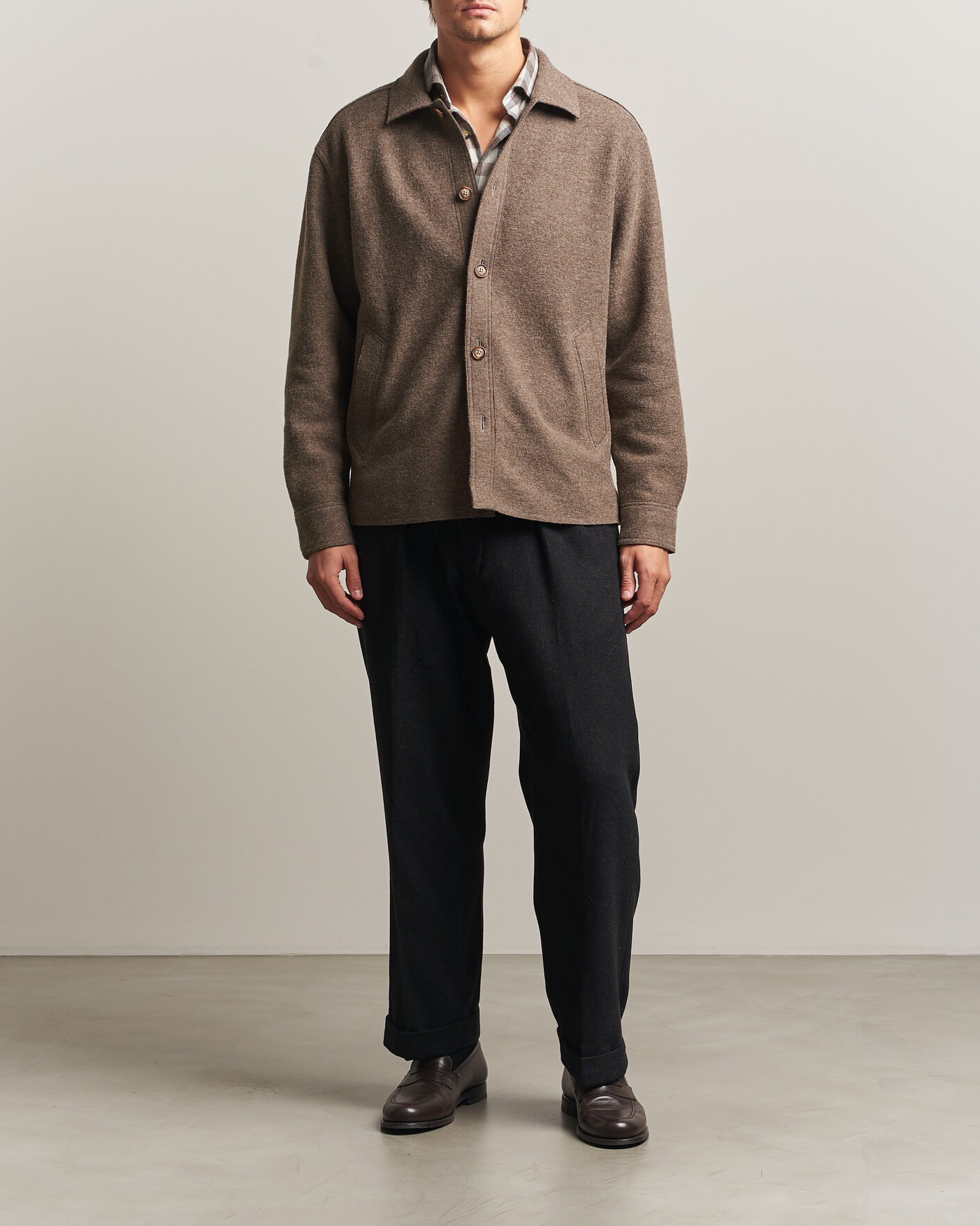 Hombres | Abrigos y chaquetas | Eton | Boiled Wool Shirt Jacket Brown