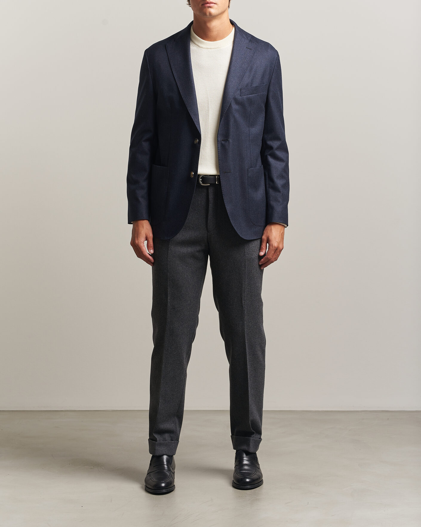 Hombres | Blazers | Eton | Wool Flannel Soft Jacket Navy Blue