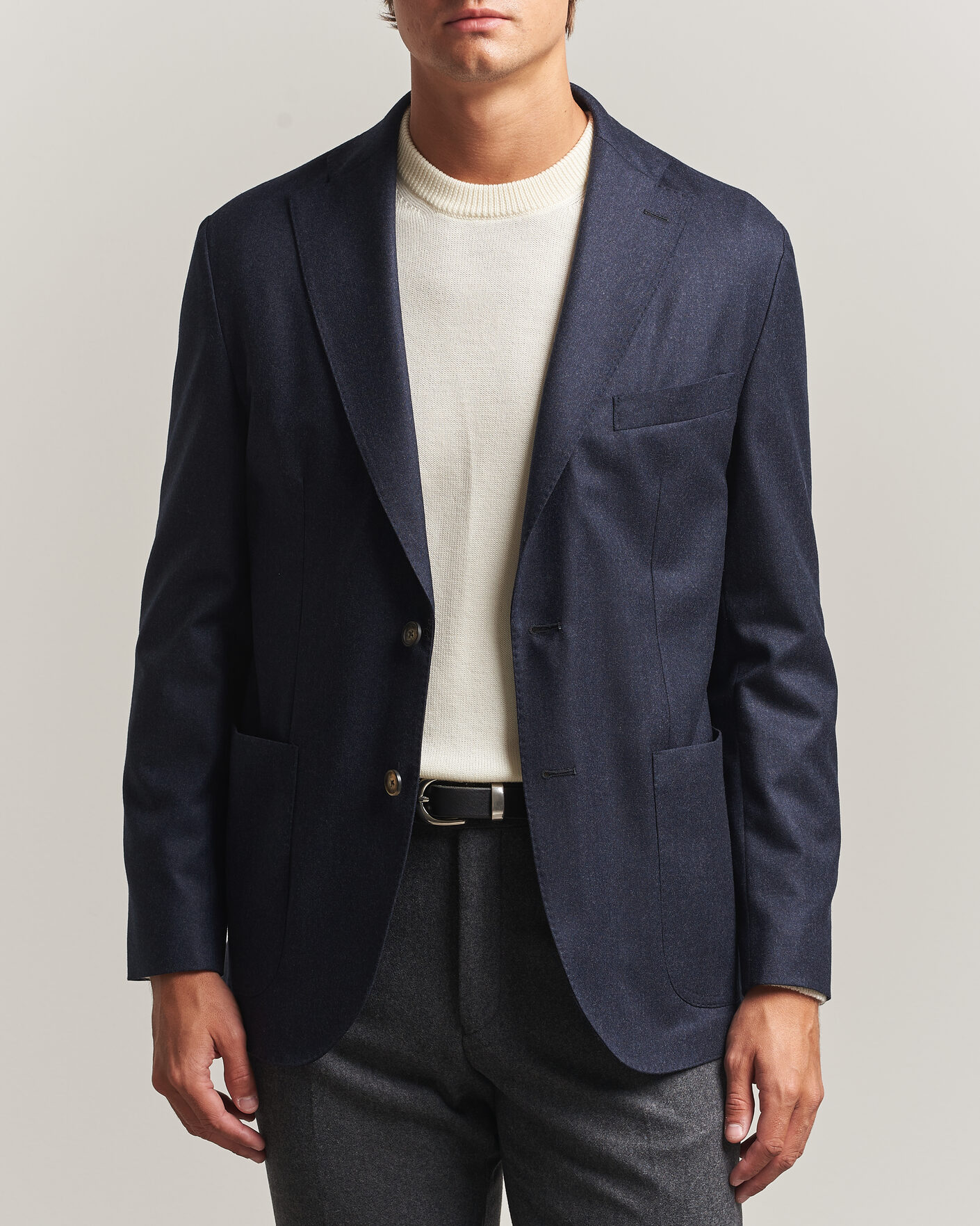 Hombres | Blazers | Eton | Wool Flannel Soft Jacket Navy Blue
