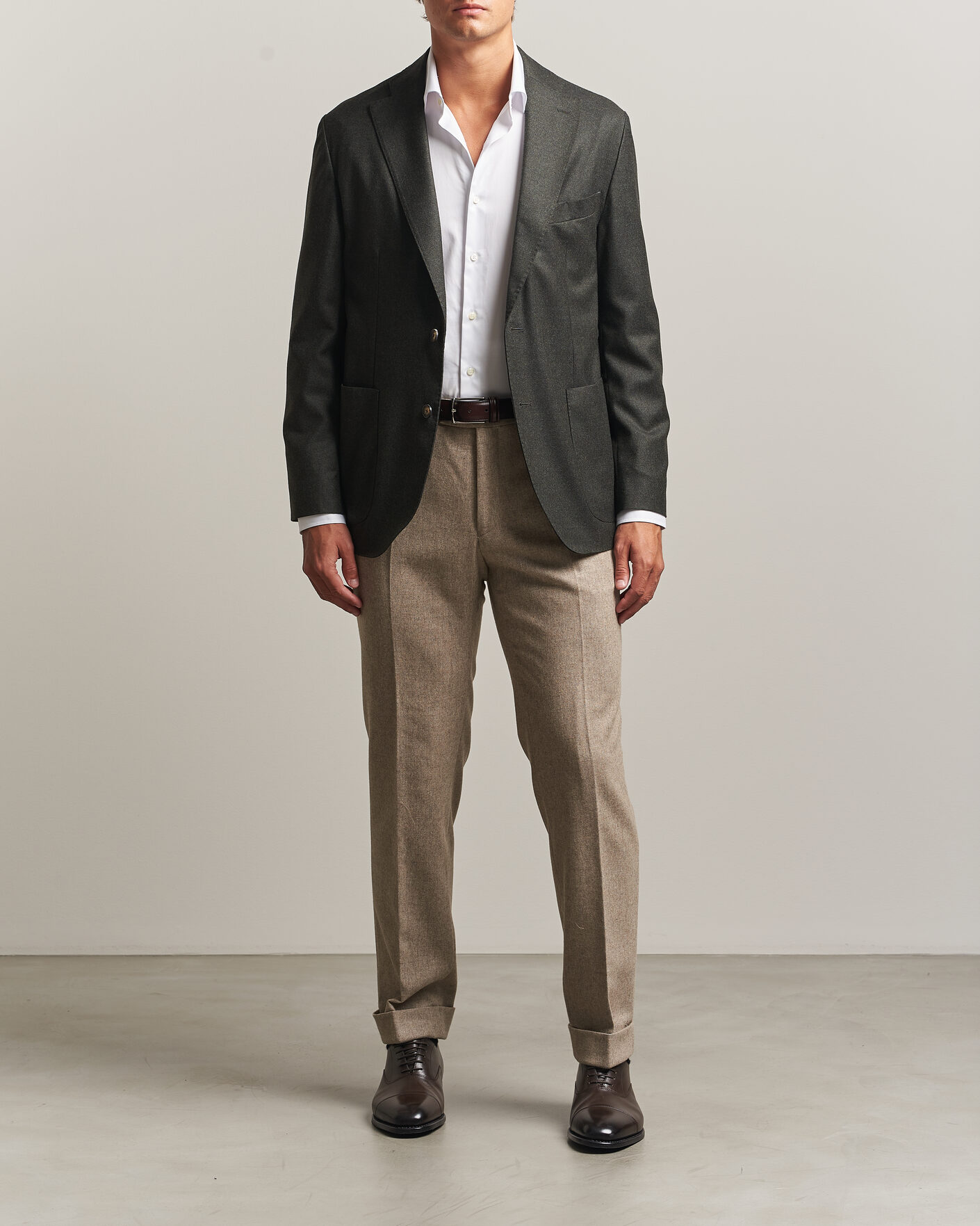 Hombres | Blazers | Eton | Wool Flannel Soft Jacket Dark Green