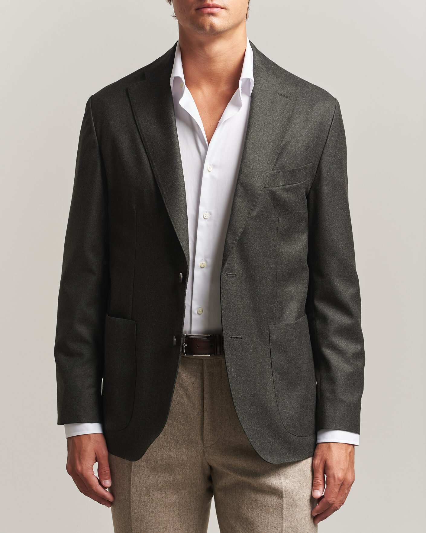 Hombres | Blazers | Eton | Wool Flannel Soft Jacket Dark Green