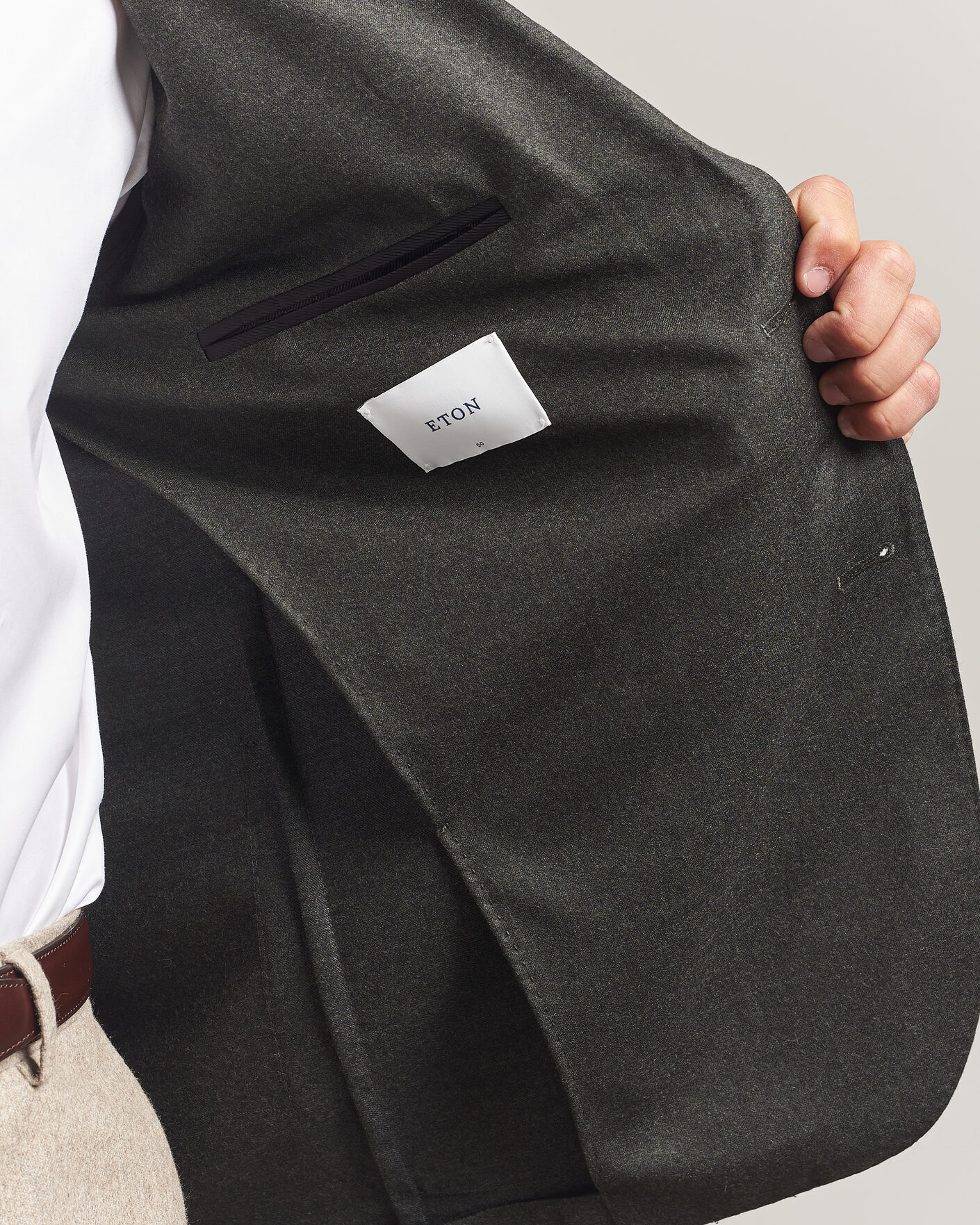 Hombres | Blazers | Eton | Wool Flannel Soft Jacket Dark Green