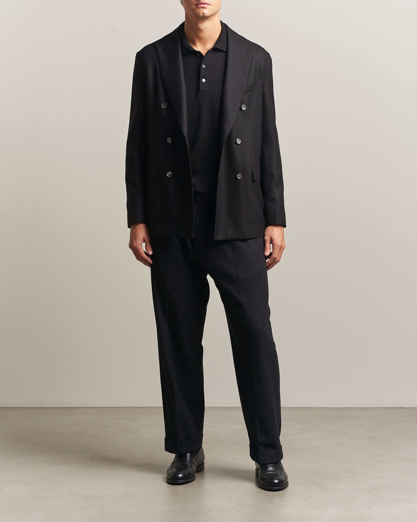 Hombres | Blazers | Eton | Double Breasted Hopsack Soft jacket Black