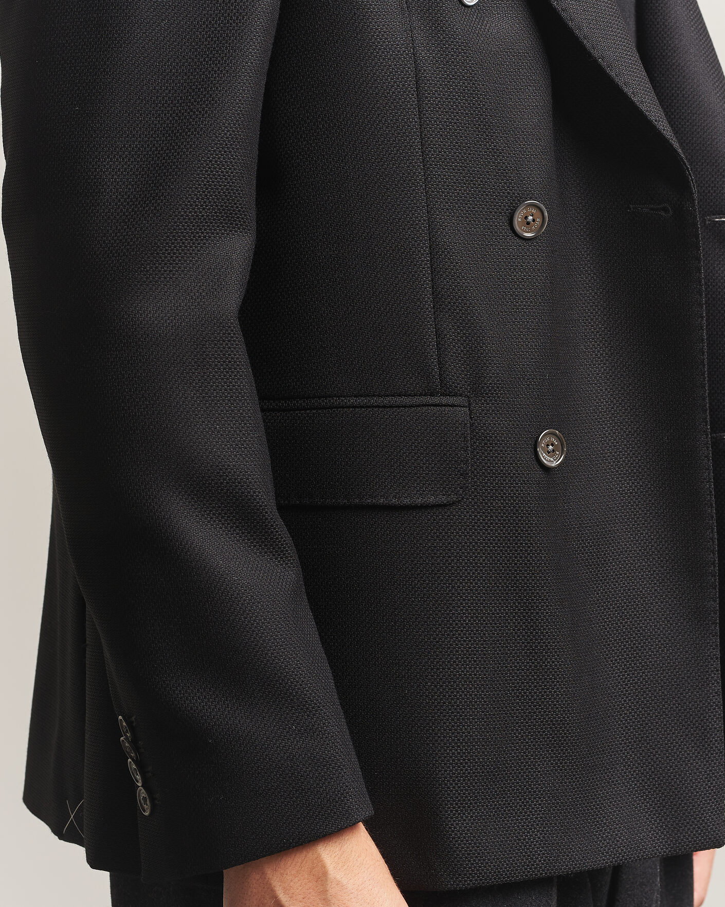 Hombres | Blazers | Eton | Double Breasted Hopsack Soft jacket Black