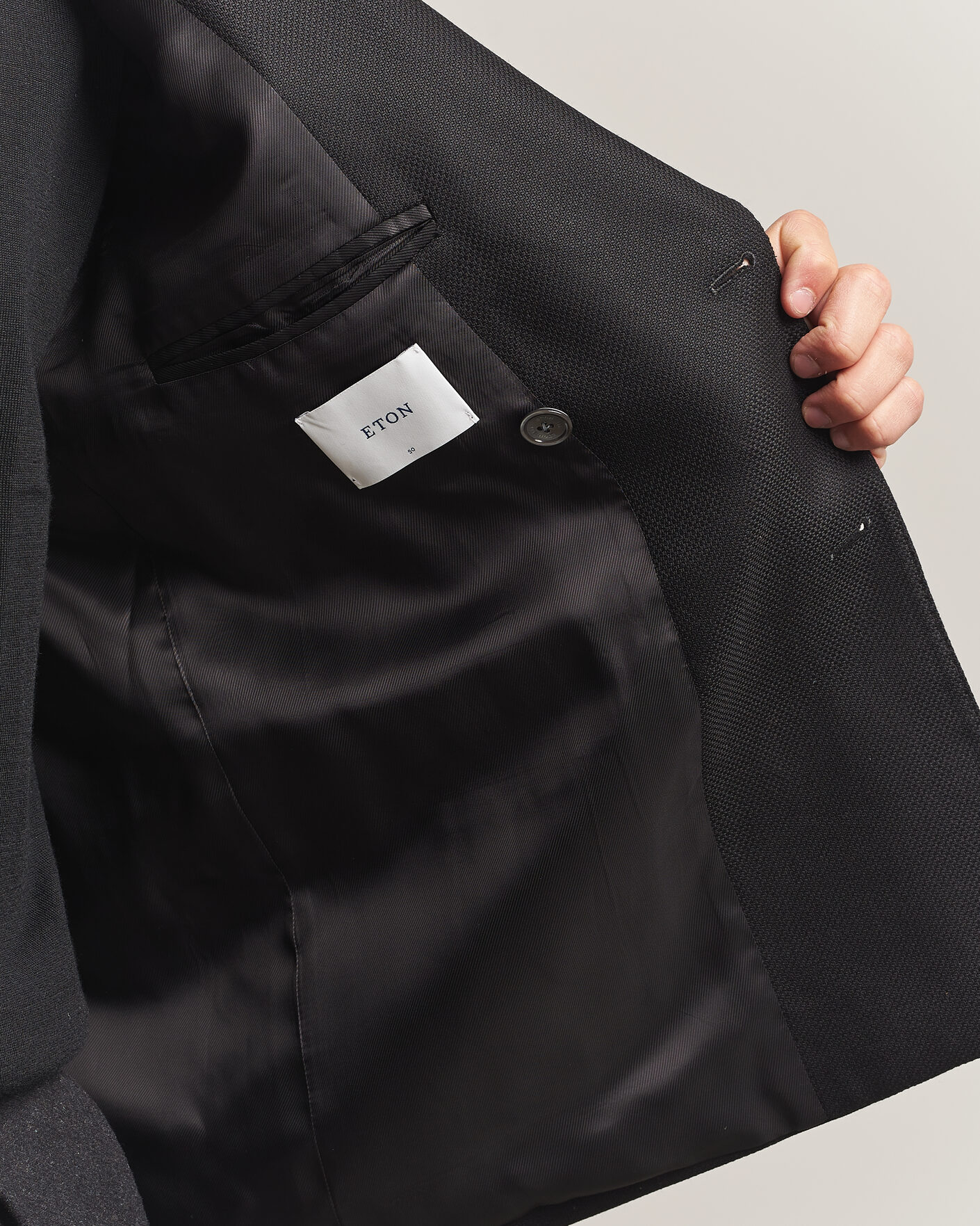 Hombres | Blazers | Eton | Double Breasted Hopsack Soft jacket Black