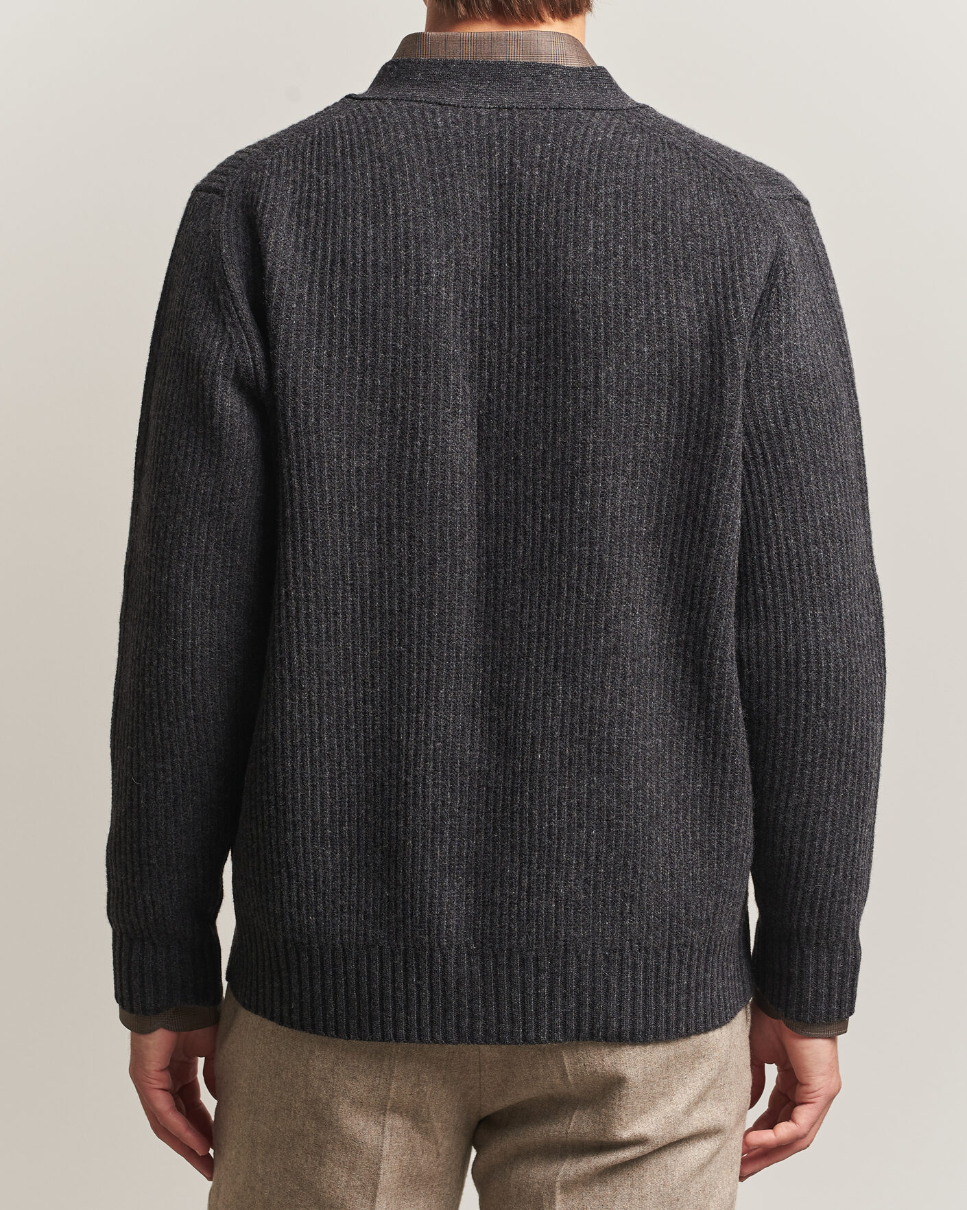 Hombres | Jerséis y prendas de punto | Eton | Merino Wool Rib Cardigan Dark Grey