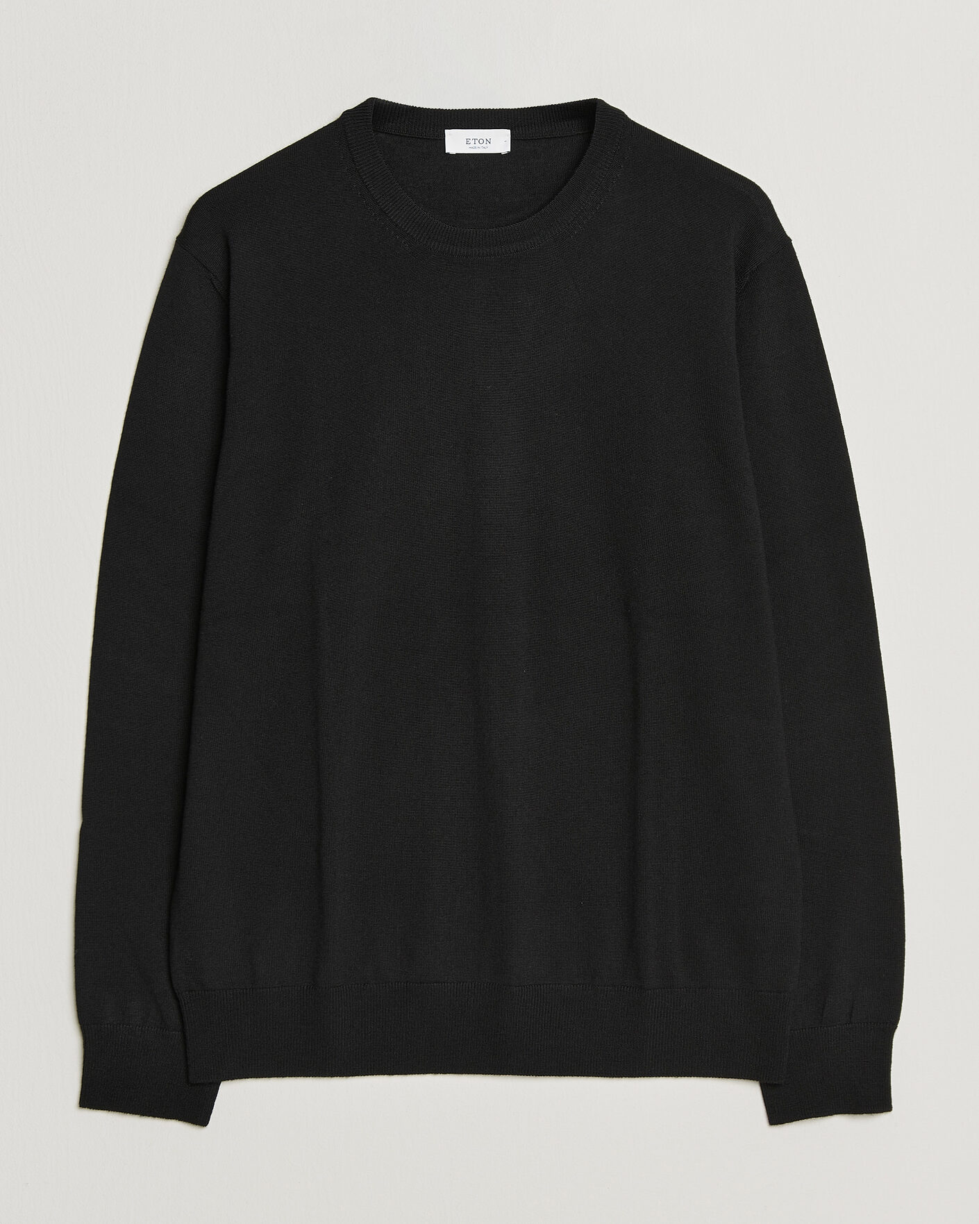 Hombres | Jerséis y prendas de punto | Eton | Merino Wool Knitted Crew Neck Black