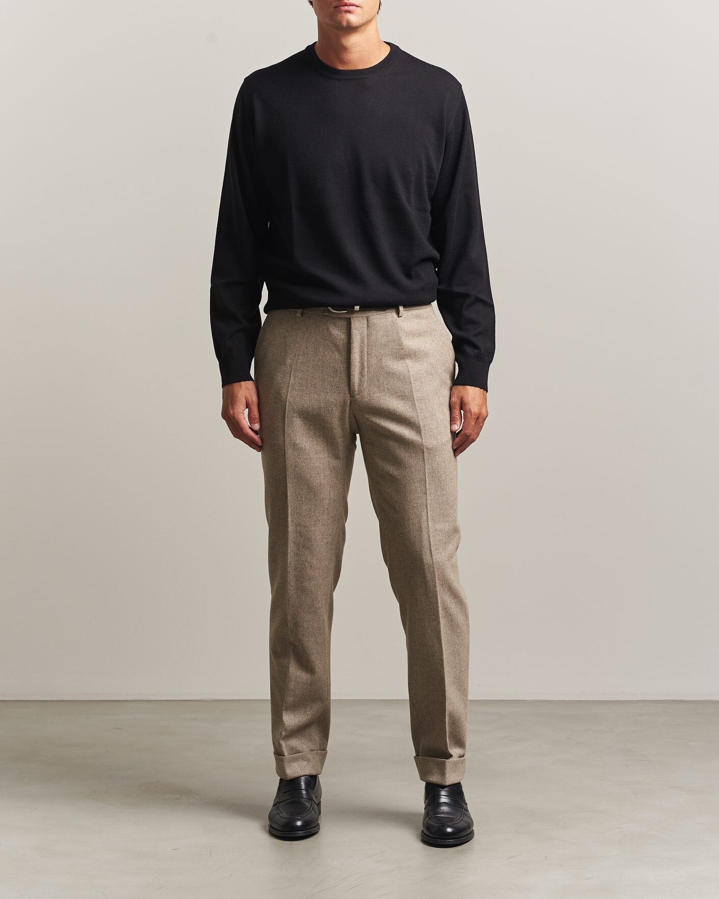 Hombres | Jerséis y prendas de punto | Eton | Merino Wool Knitted Crew Neck Black