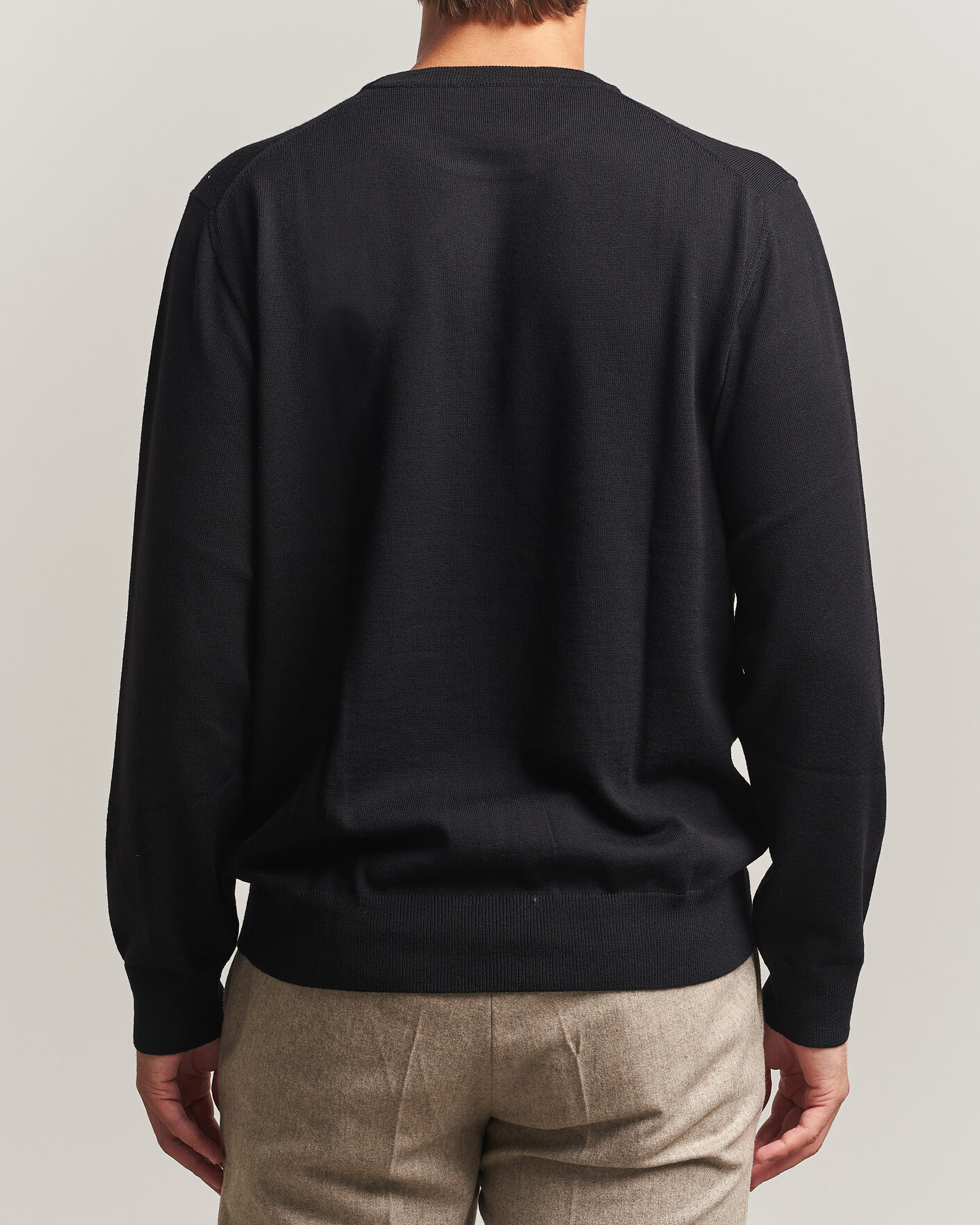 Hombres | Jerséis y prendas de punto | Eton | Merino Wool Knitted Crew Neck Black