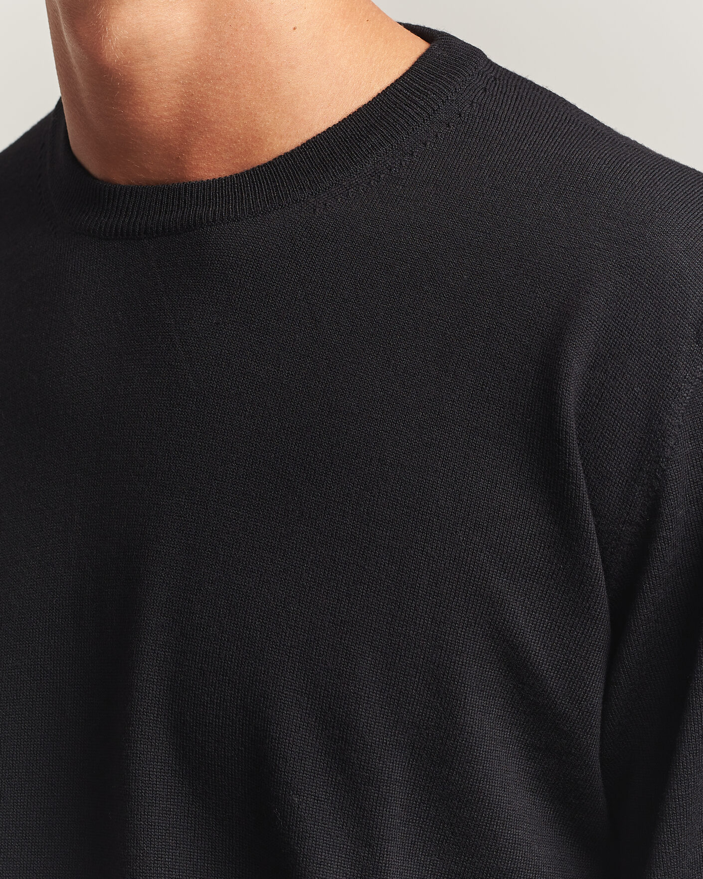 Hombres | Jerséis y prendas de punto | Eton | Merino Wool Knitted Crew Neck Black