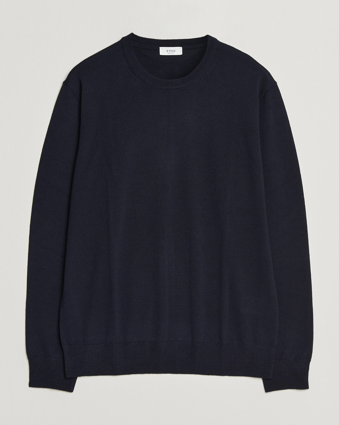 Hombres | Jerséis y prendas de punto | Eton | Merino Wool Knitted Crew Neck Navy Blue