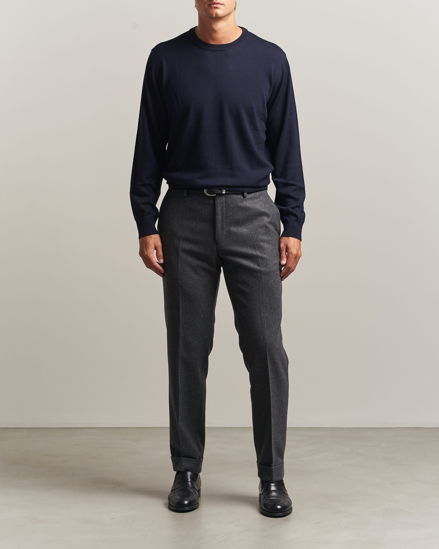 Hombres | Jerséis y prendas de punto | Eton | Merino Wool Knitted Crew Neck Navy Blue